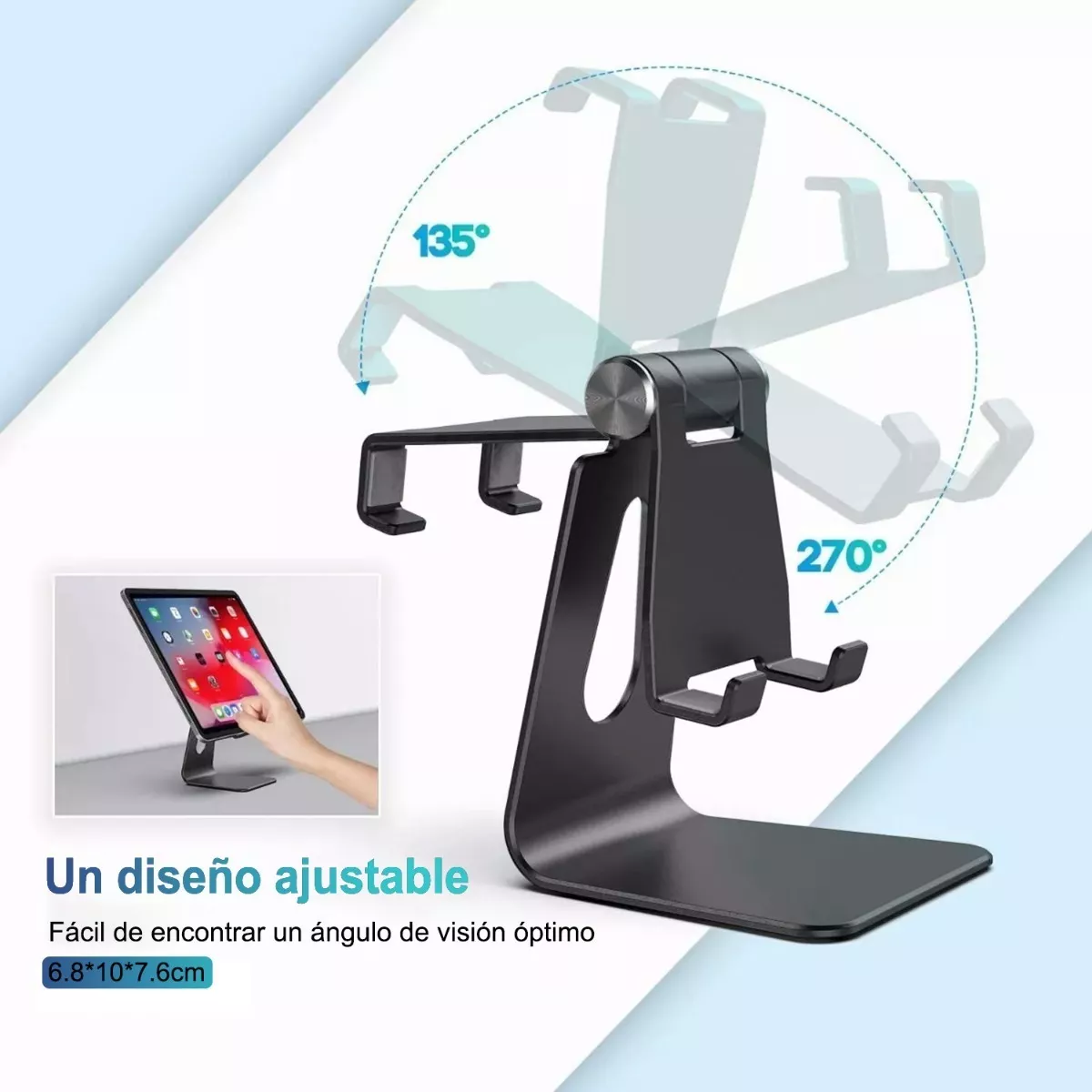 Foto 3 pulgar | Soporte para Teléfono de Aluminio Eo Safe Imports Esi-16086 Negro