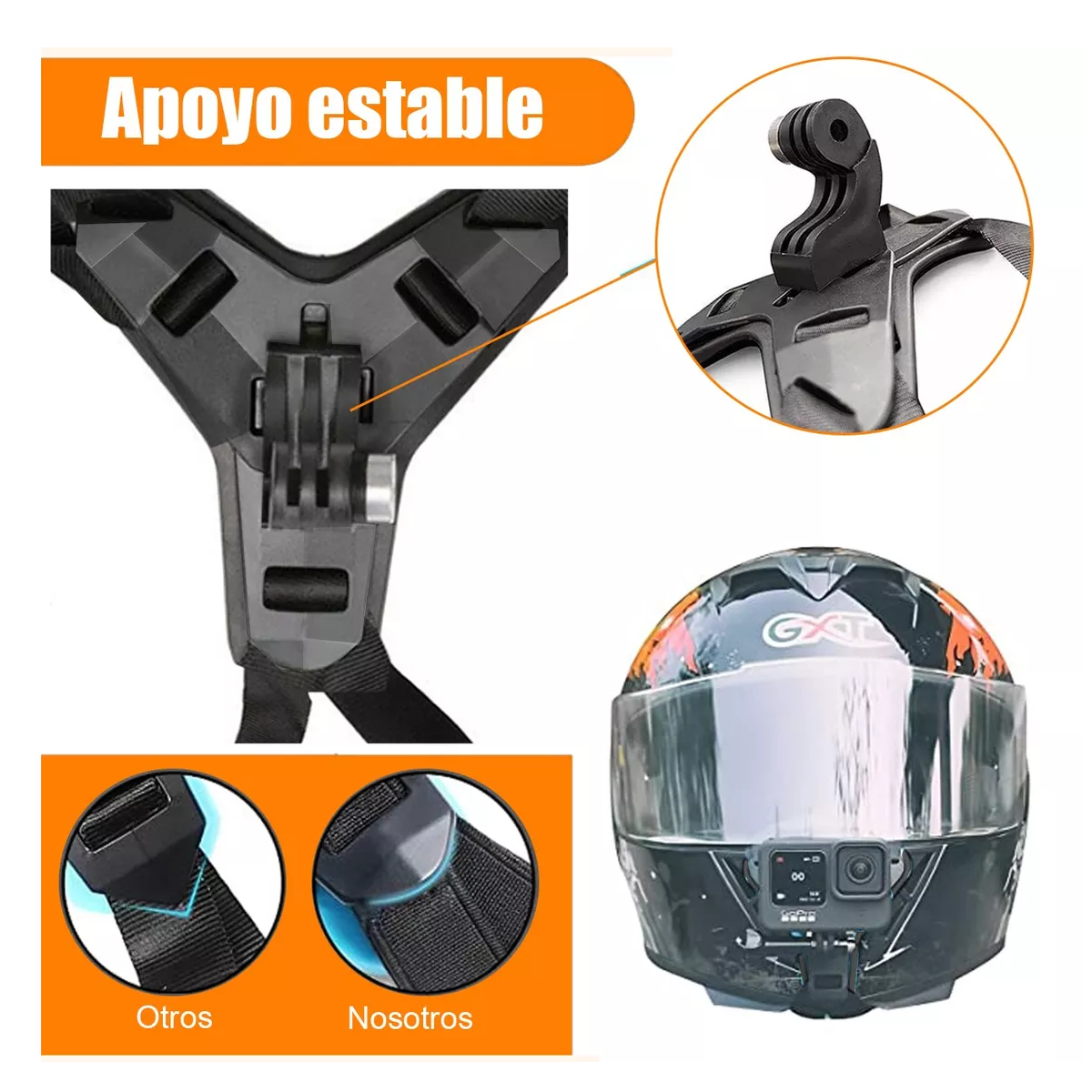 Foto 5 pulgar | Soporte de Camara para Casco Negro