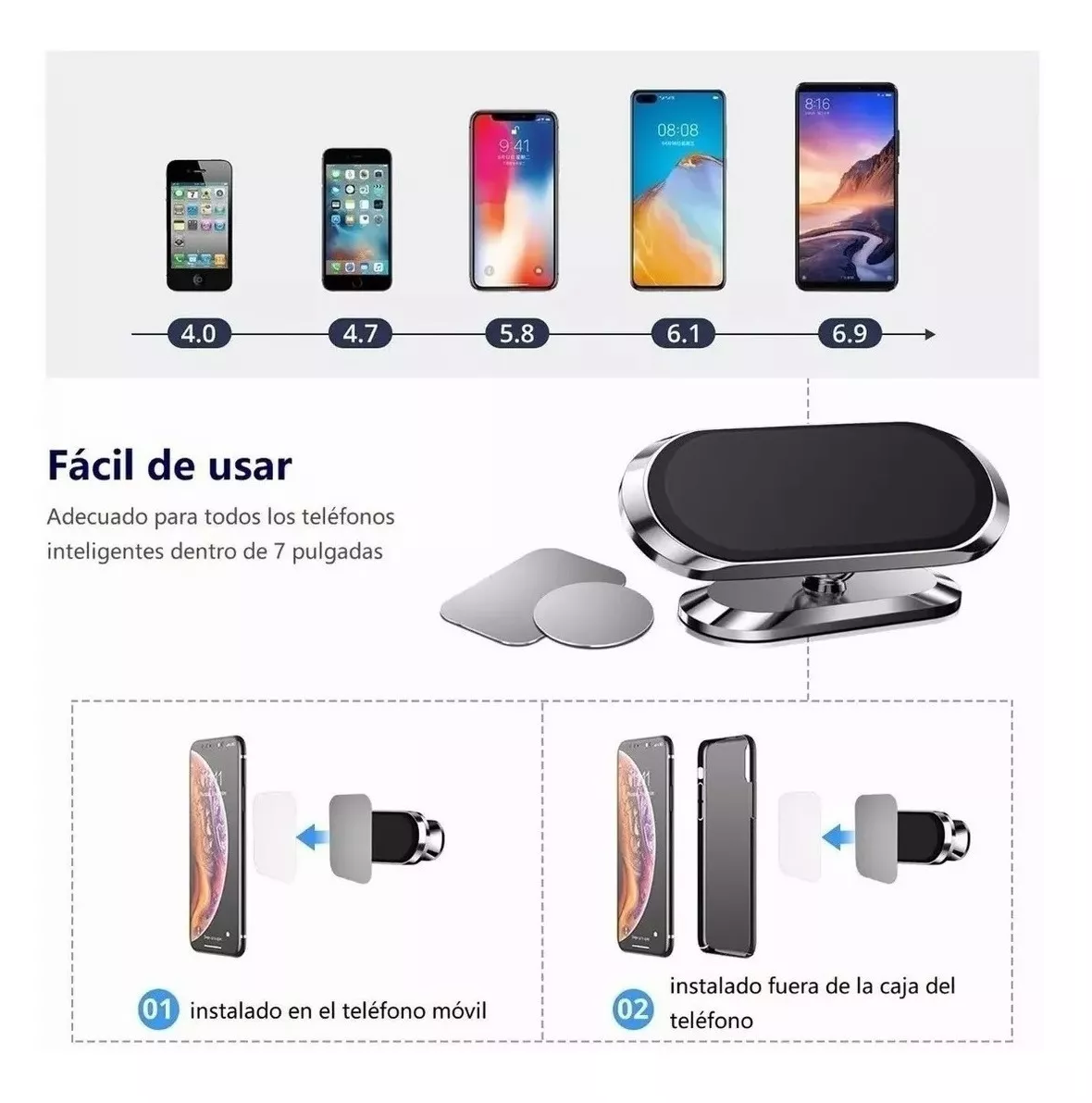 Foto 6 pulgar | Soporte Magnético de Celular para Auto con Potentes Imanes y Rotación de 360 Grados 2 Piezas