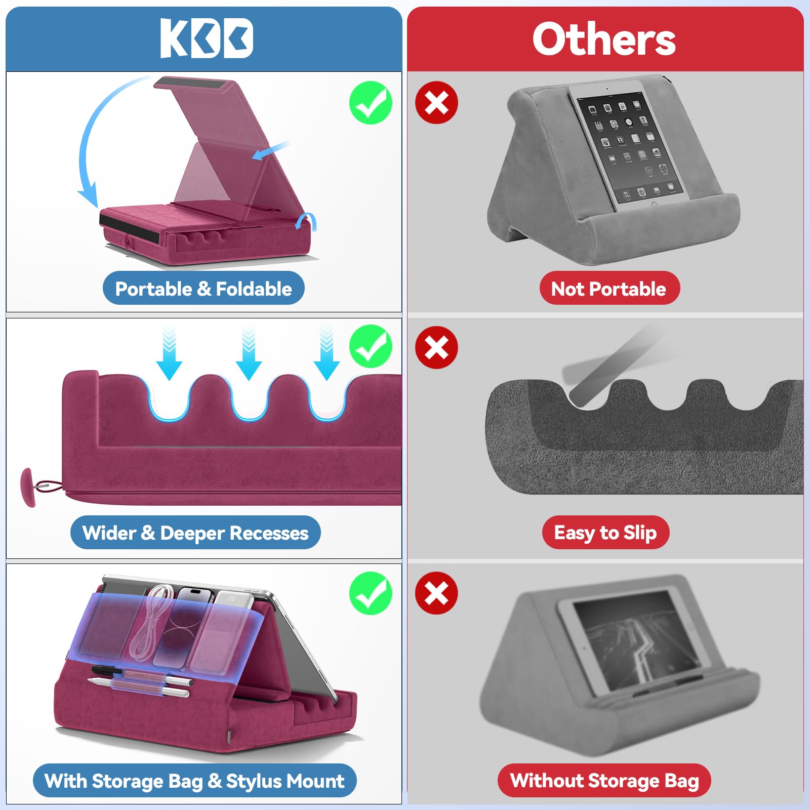 Foto 5 pulgar | Soporte De Almohada Para Tableta Kdd Plegable Para Ipad, Para Regazo, Cama Y Escritorio - Venta Internacional.
