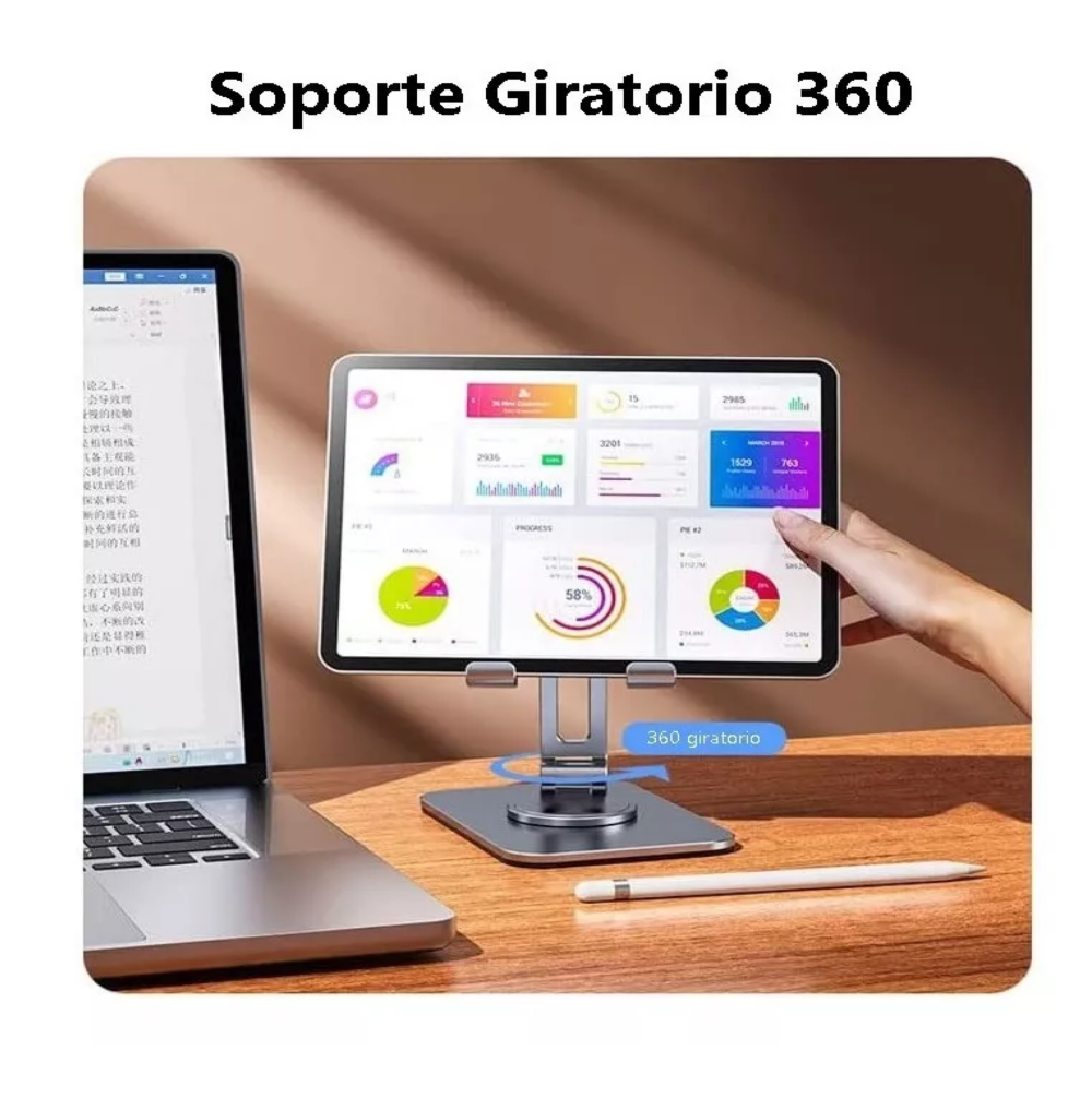 Foto 4 pulgar | Soporte Base Para Tableta Y Celulares Rotación 360 Aluminio Negro Belug
