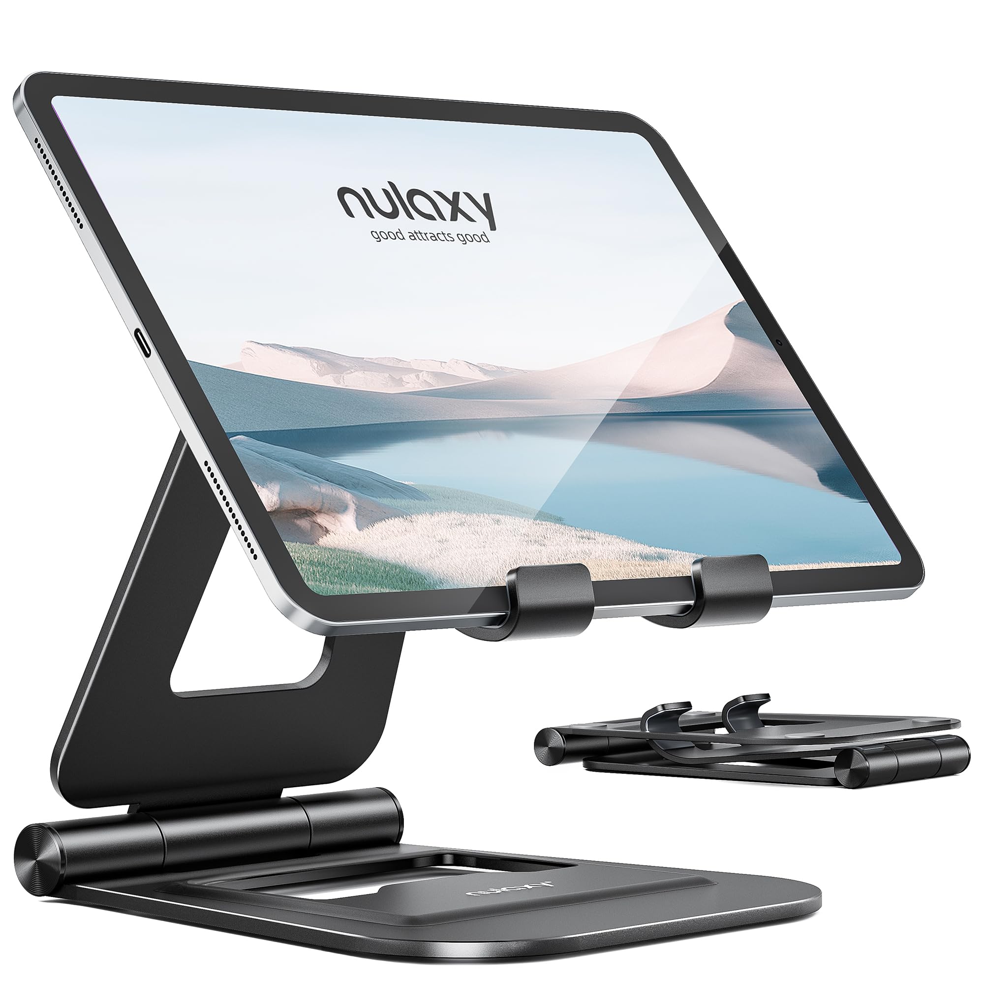 Foto 2 pulgar | Soporte Para Tableta Nulaxy, Doble Plegable, De Aluminio, Para Ipad, Negro - Venta Internacional.