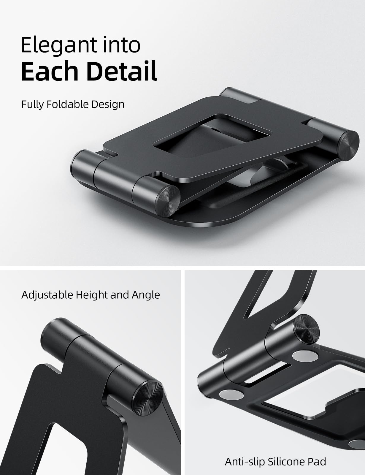 Foto 5 pulgar | Soporte Para Tableta Nulaxy, Doble Plegable, De Aluminio, Para Ipad, Negro - Venta Internacional.