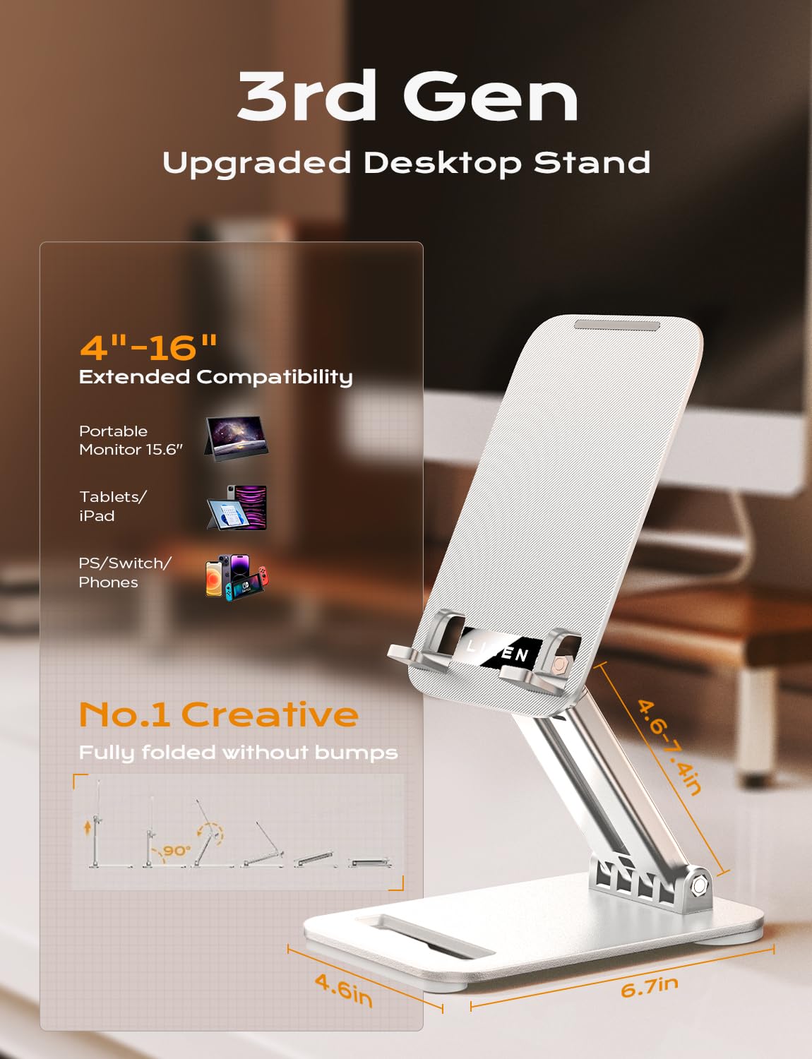 Foto 3 pulgar | Soporte Para Tableta Lisen Para Ipad Pro Holder De 4 A 15.9 Pulgadas, Blanco - Venta Internacional.