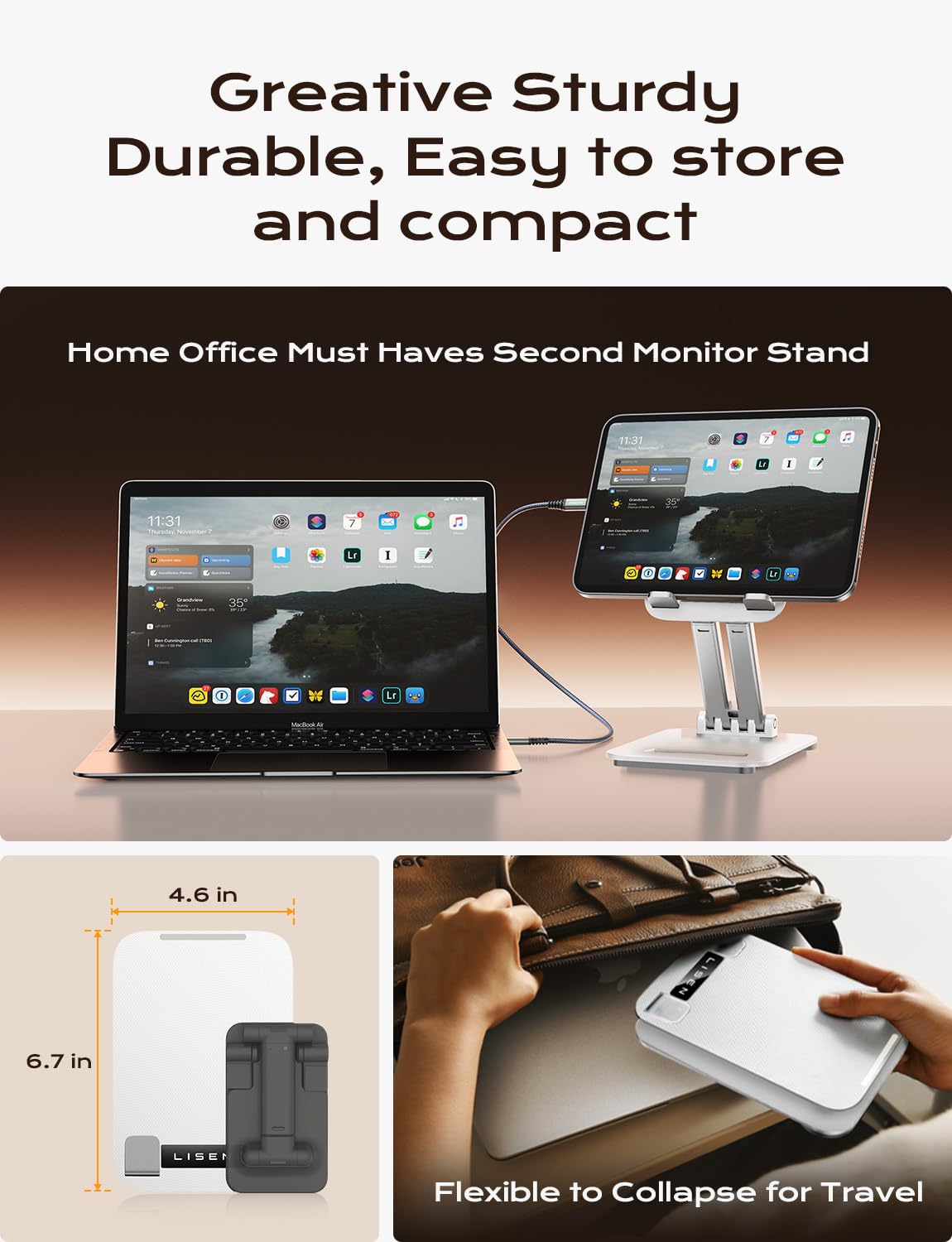 Foto 4 pulgar | Soporte Para Tableta Lisen Para Ipad Pro Holder De 4 A 15.9 Pulgadas, Blanco - Venta Internacional.