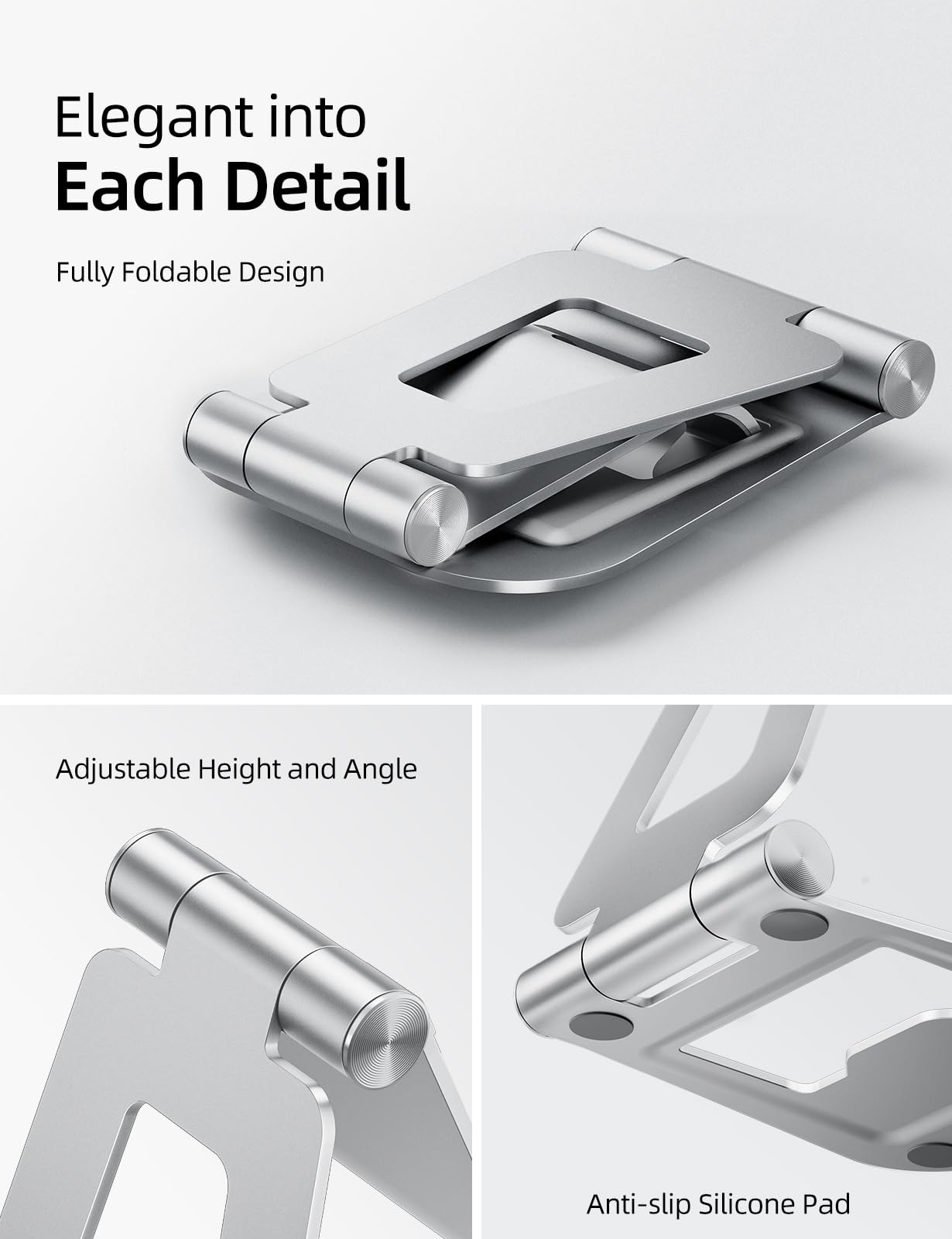 Foto 5 pulgar | Soporte Para Tableta Nulaxy, Doble Plegable, De Aluminio, Para Ipad, Plateado - Venta Internacional.