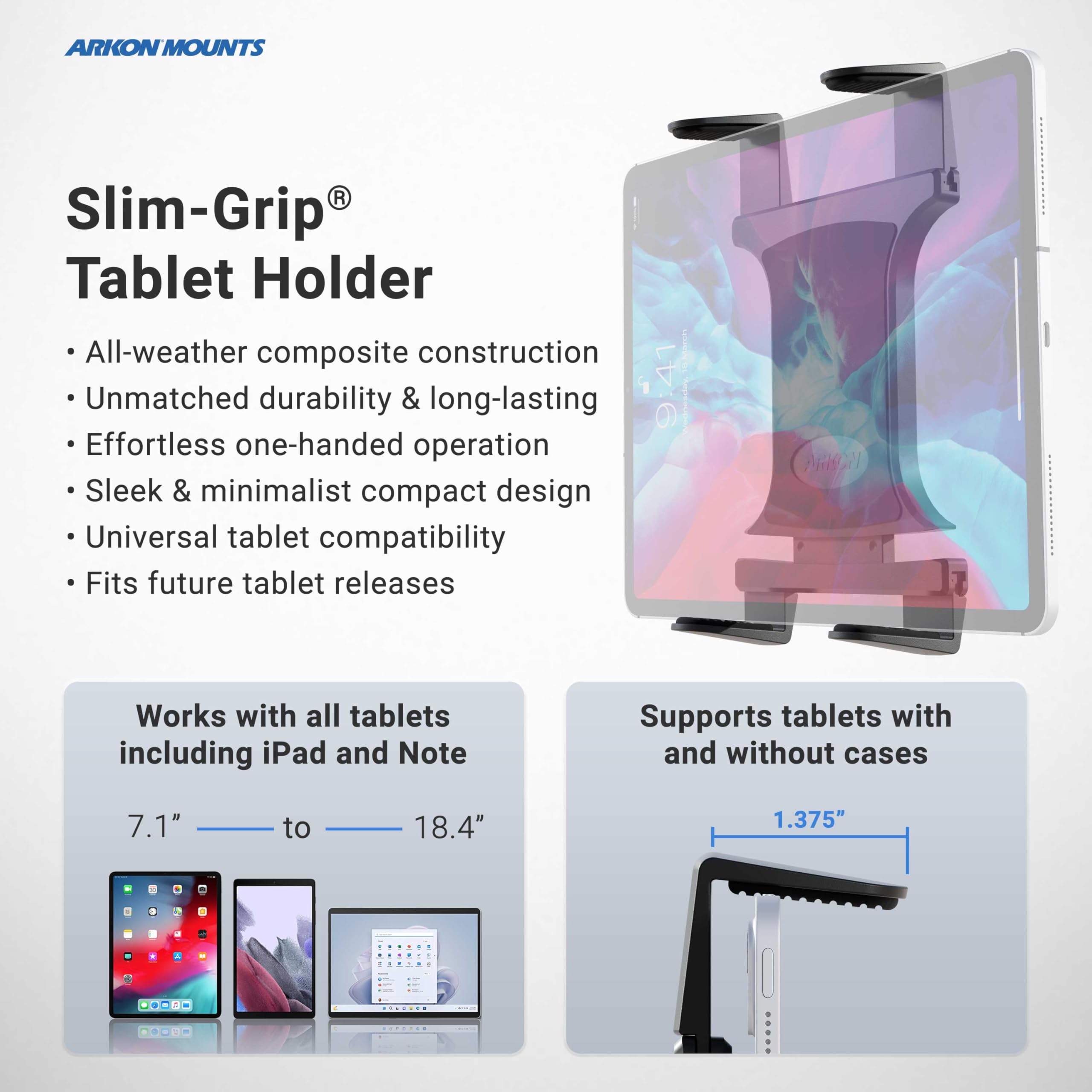 Foto 6 pulgar | Soporte Para Tableta Arkon Heavy Drill Base Para Ipad Y Samsung - Venta Internacional.