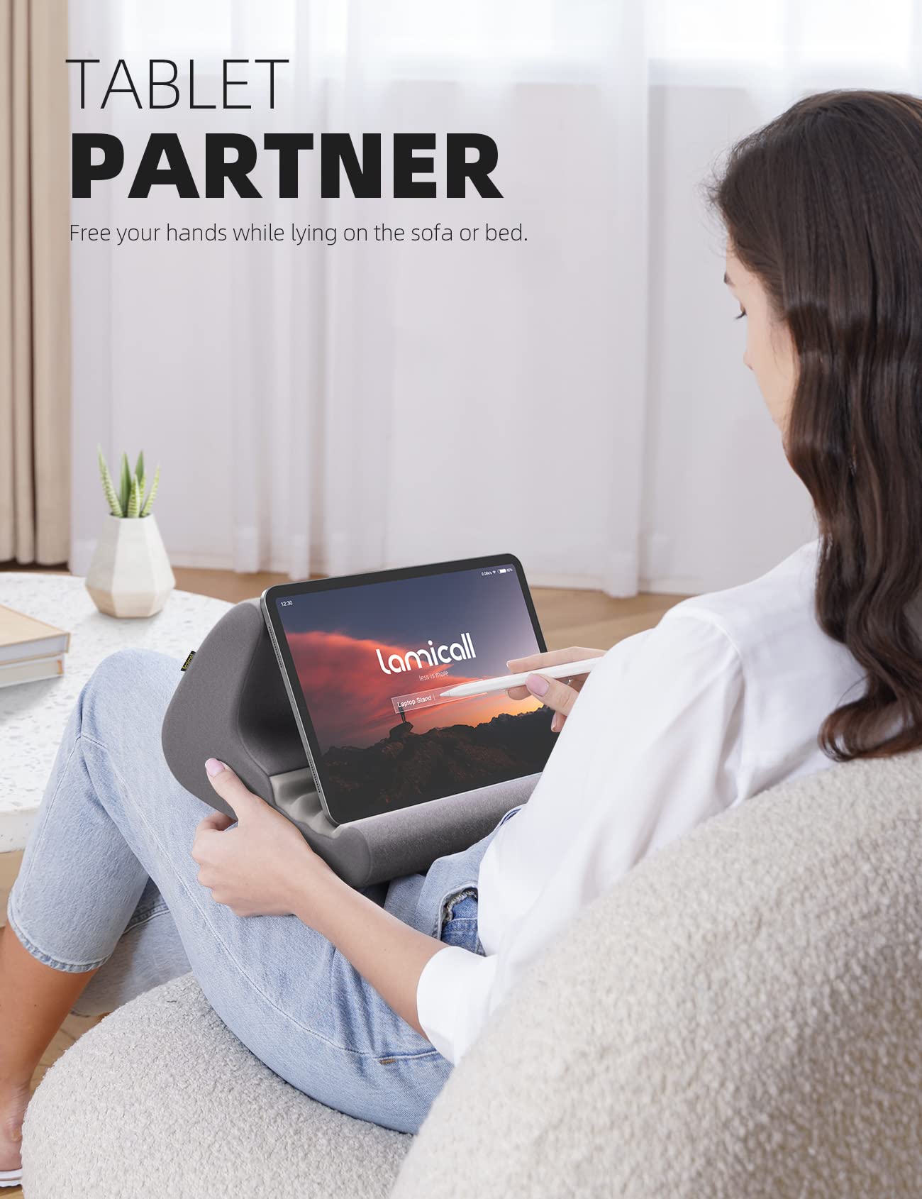 Foto 3 pulgar | Soporte Para Tableta Lamicall, Soporte De Almohada Para Ipad Pro 12.9, Color Gris Oscuro - Venta Internacional.