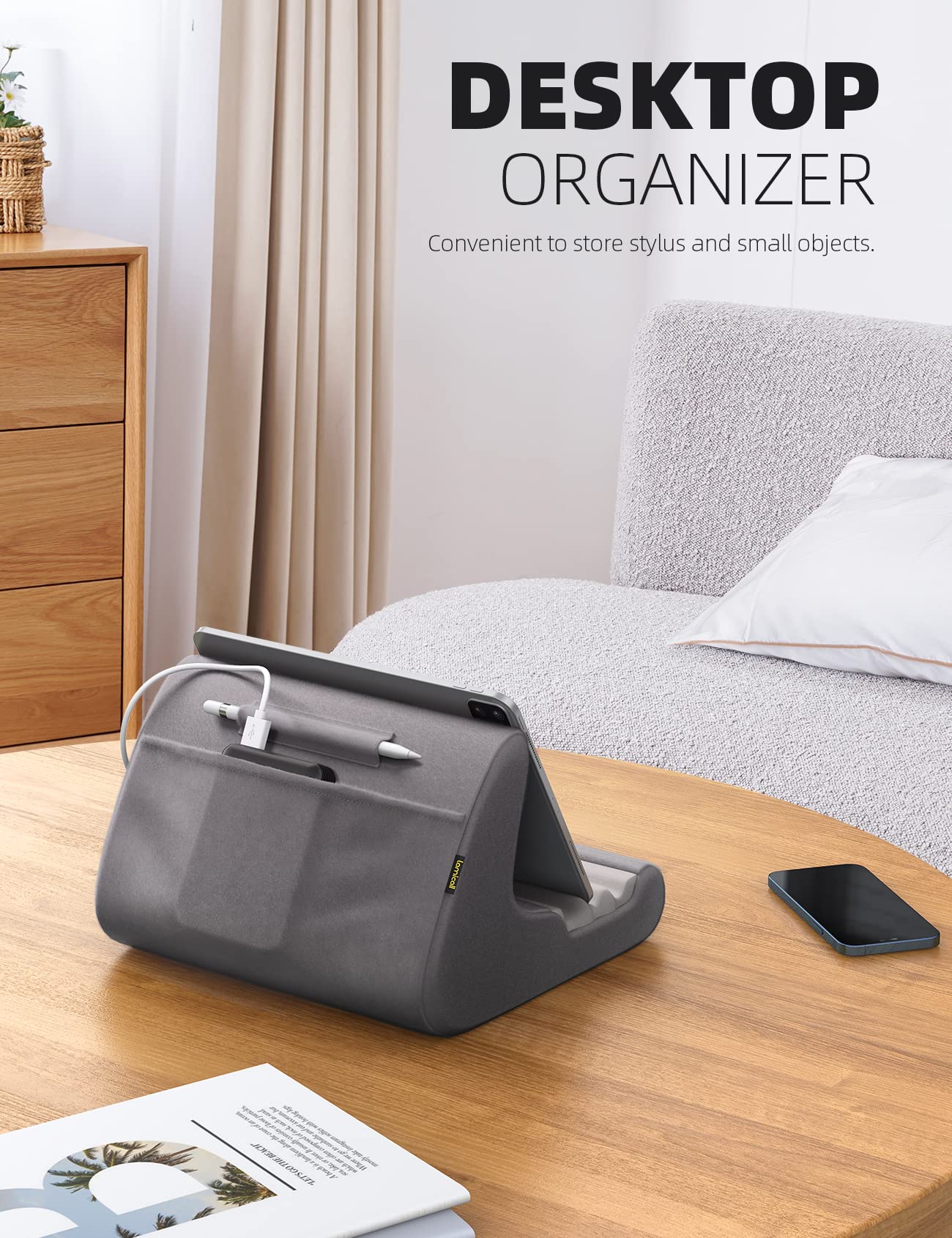 Foto 4 pulgar | Soporte Para Tableta Lamicall, Soporte De Almohada Para Ipad Pro 12.9, Color Gris Oscuro - Venta Internacional.