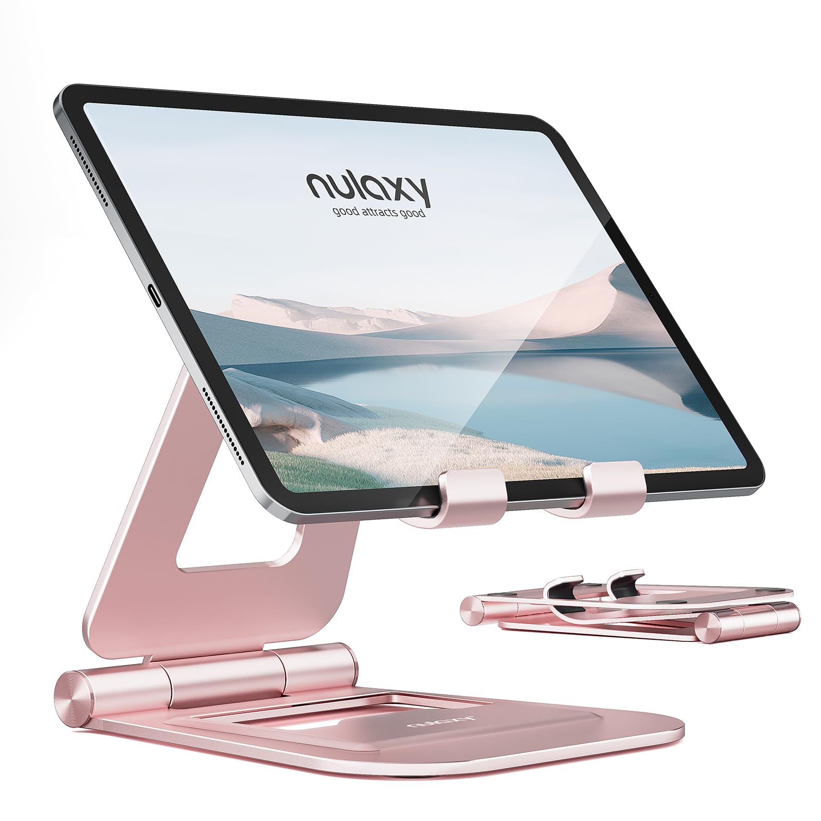 Foto 2 pulgar | Soporte para Tableta Nulaxy Doble Plegable de Aluminio Oro Rosa - Venta Internacional