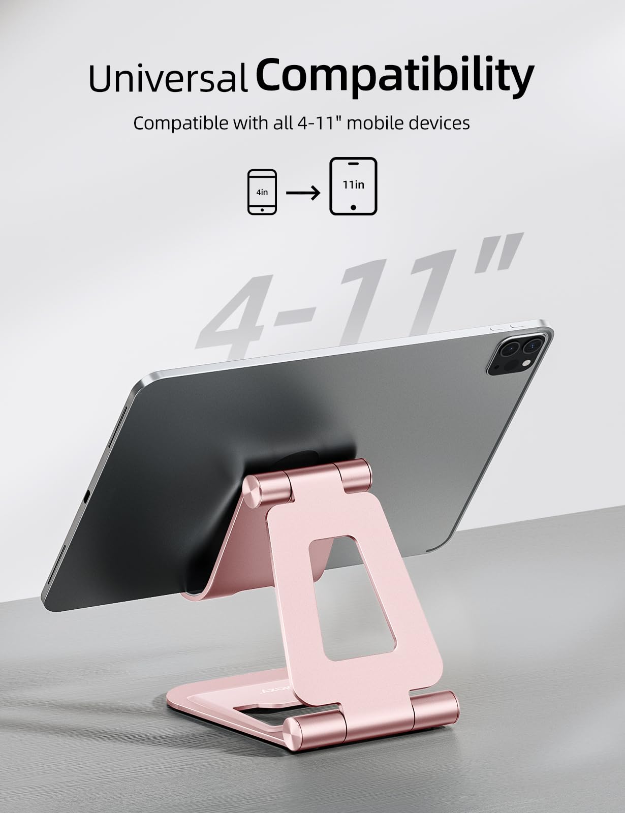 Foto 4 pulgar | Soporte para Tableta Nulaxy Doble Plegable de Aluminio Oro Rosa - Venta Internacional