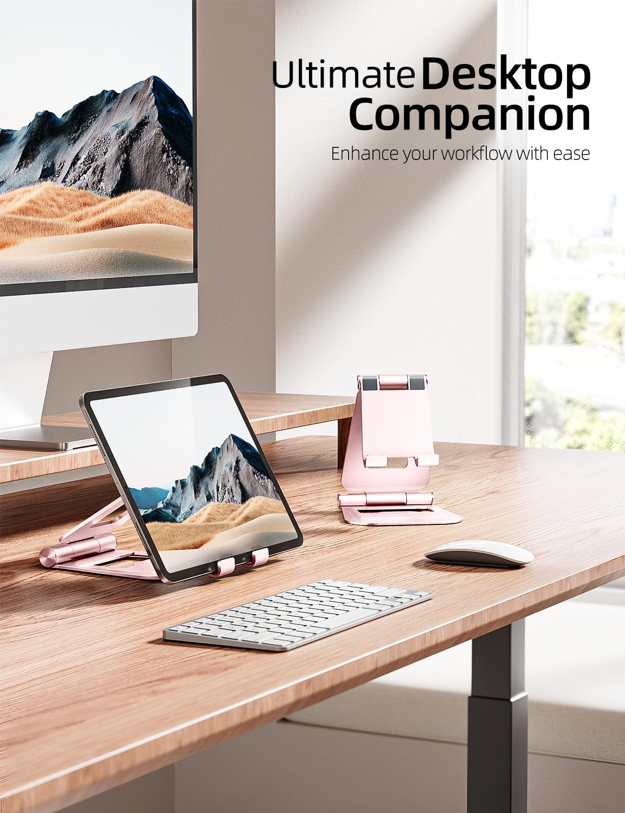 Foto 6 pulgar | Soporte para Tableta Nulaxy Doble Plegable de Aluminio Oro Rosa - Venta Internacional