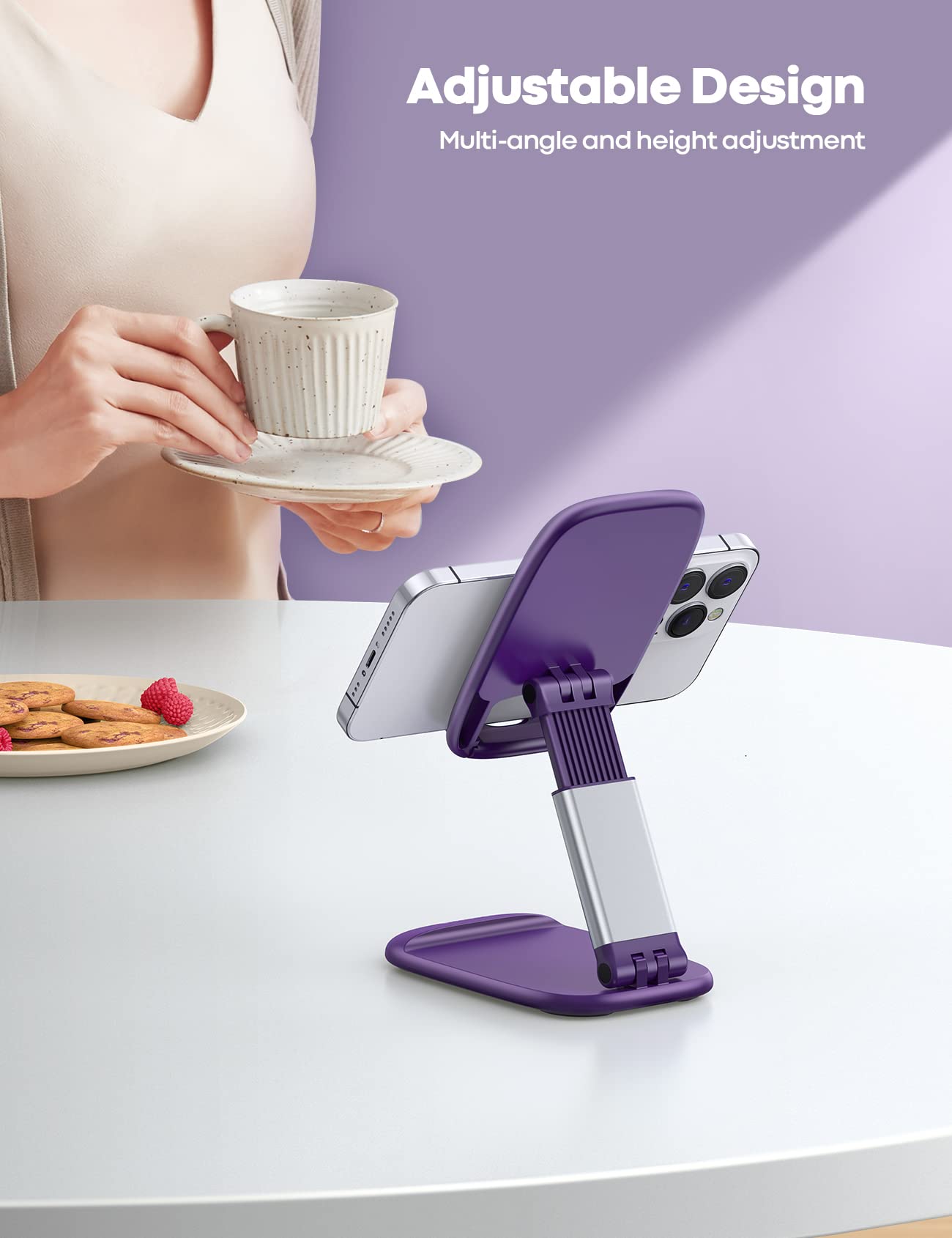 Foto 2 | Soporte De Teléfono Lamicall Morado Para Escritorio Compatible Con Iphone - Venta Internacional.