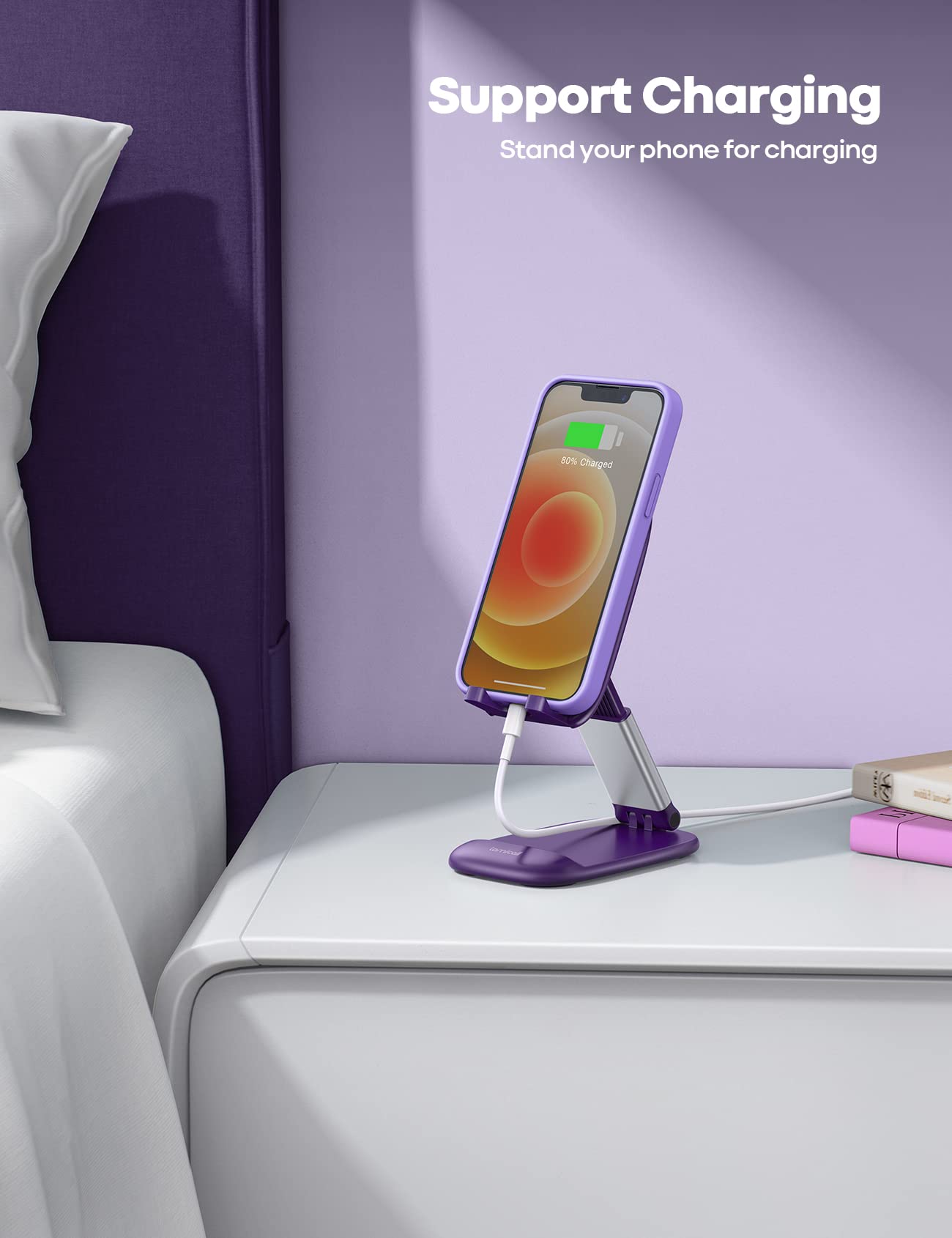 Foto 4 pulgar | Soporte De Teléfono Lamicall Morado Para Escritorio Compatible Con Iphone - Venta Internacional.