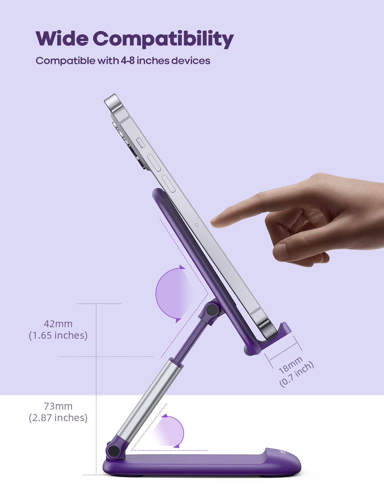 Foto 6 pulgar | Soporte De Teléfono Lamicall Morado Para Escritorio Compatible Con Iphone - Venta Internacional.
