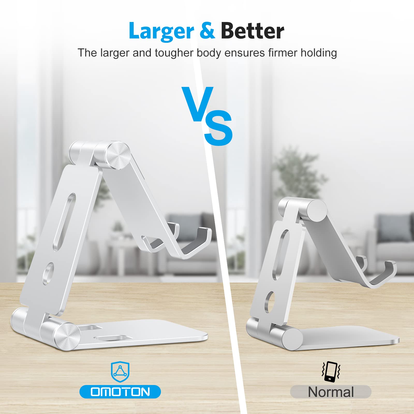 Foto 2 | Soporte Para Teléfono Celular Omoton C4 Plegable De Aluminio Plateado - Venta Internacional.