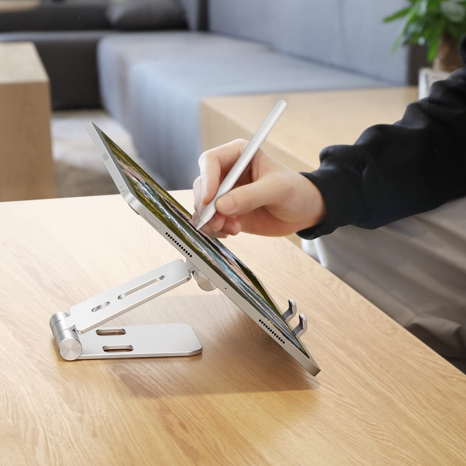 Foto 4 | Soporte Para Teléfono Celular Omoton C4 Plegable De Aluminio Plateado - Venta Internacional.