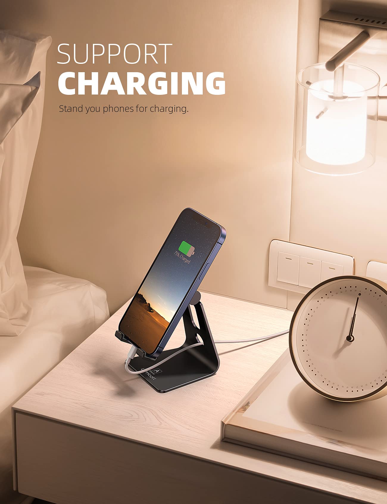 Foto 4 | Soporte Para Teléfono Celular Lamicall Soporte De Escritorio Ajustable Negro - Venta Internacional.