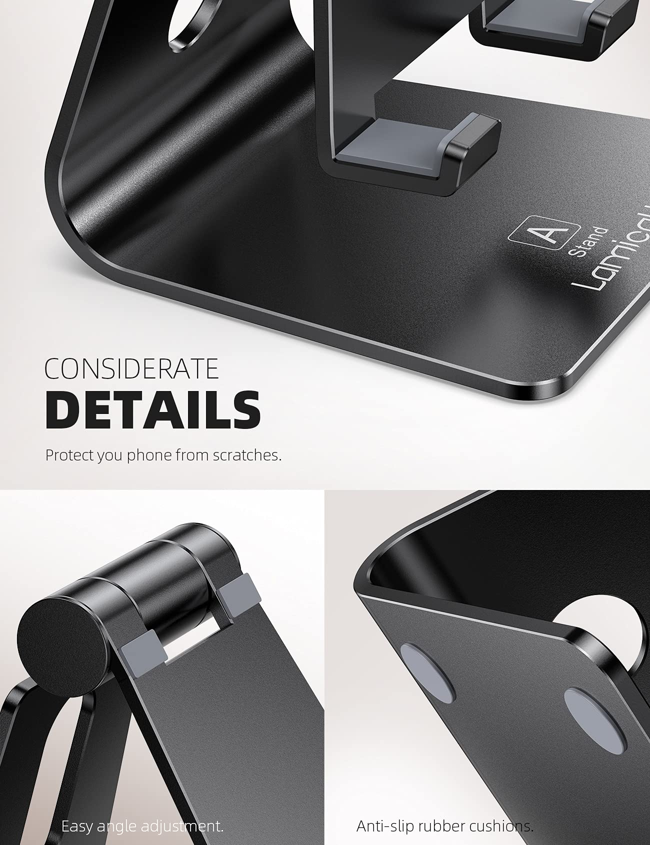 Foto 6 | Soporte Para Teléfono Celular Lamicall Soporte De Escritorio Ajustable Negro - Venta Internacional.