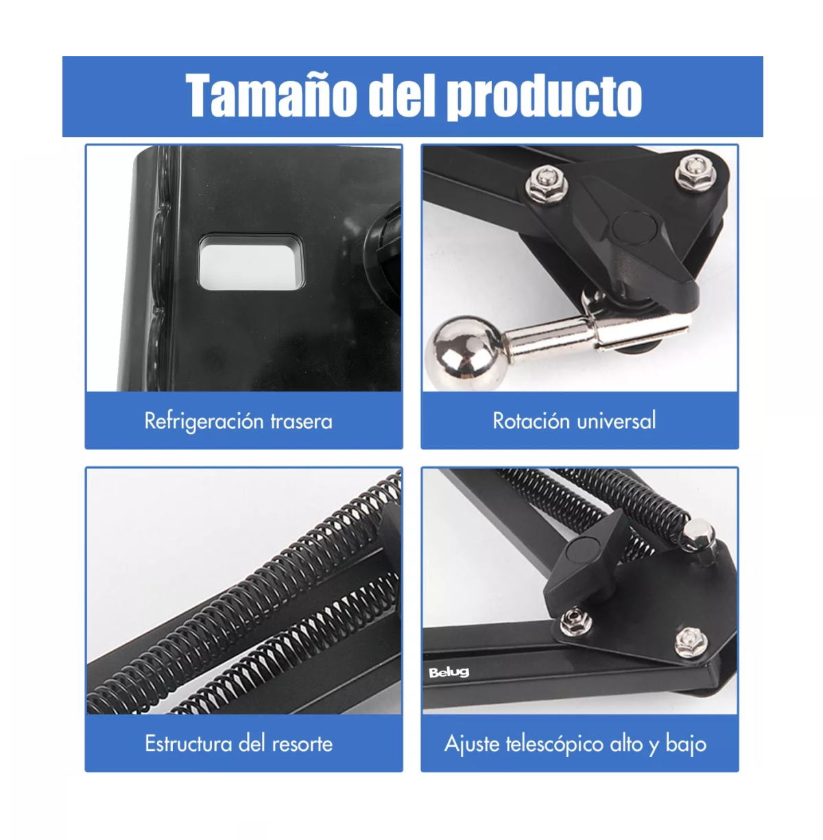 Foto 3 pulgar | Soporte Para Celular Ipad Tablet Ajustable Soporte Brazo, Belug Negro