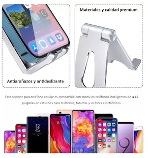 Foto 4 | Soporte Base Para Tableta Y Celulares De Escritorio Belug Aluminio Plata