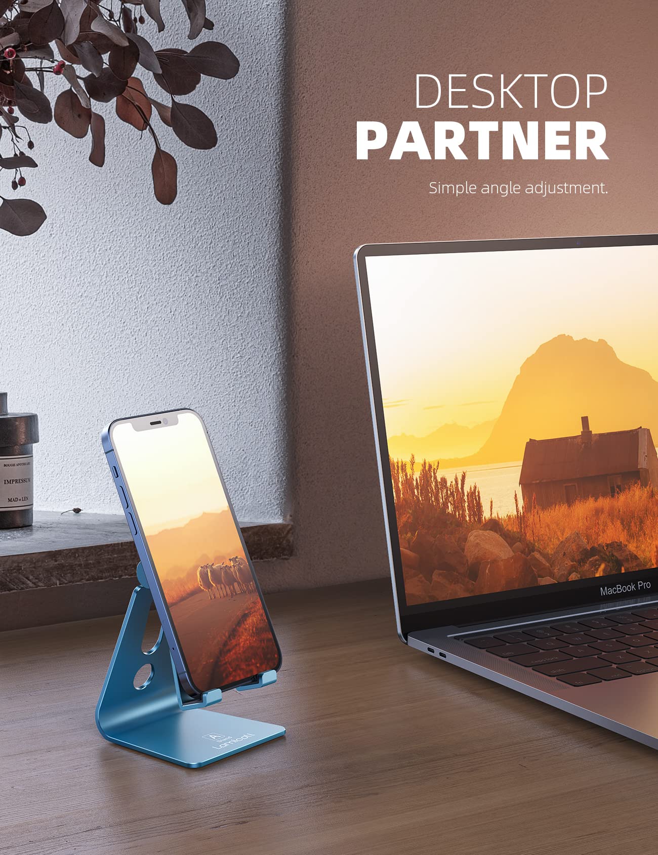 Foto 3 | Soporte De Teléfono Lamicall Ajustable Azul Para Iphone Y Android - Venta Internacional.