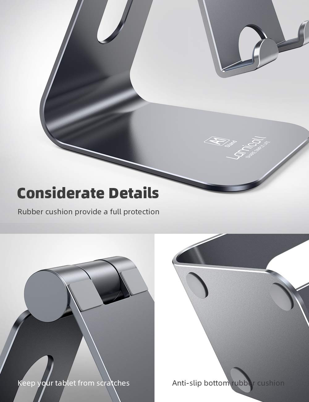 Foto 6 | Soporte Para Tableta Lamicall, Multiángulo, Ajustable, Gris Para 4-13 Pulgadas - Venta Internacional.