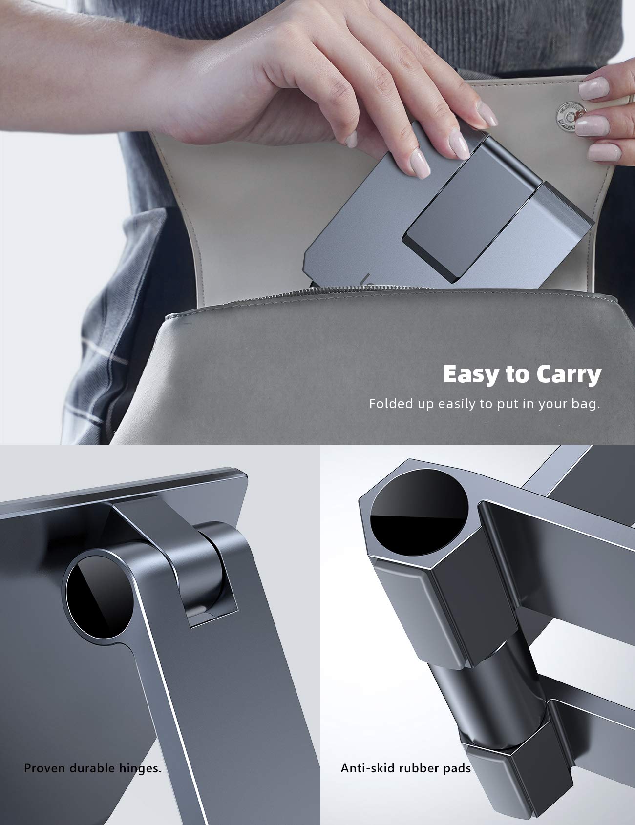 Foto 6 | Soporte Para Teléfono Lamicall 2024 Ajustable Plegable De Aluminio Gris - Venta Internacional.