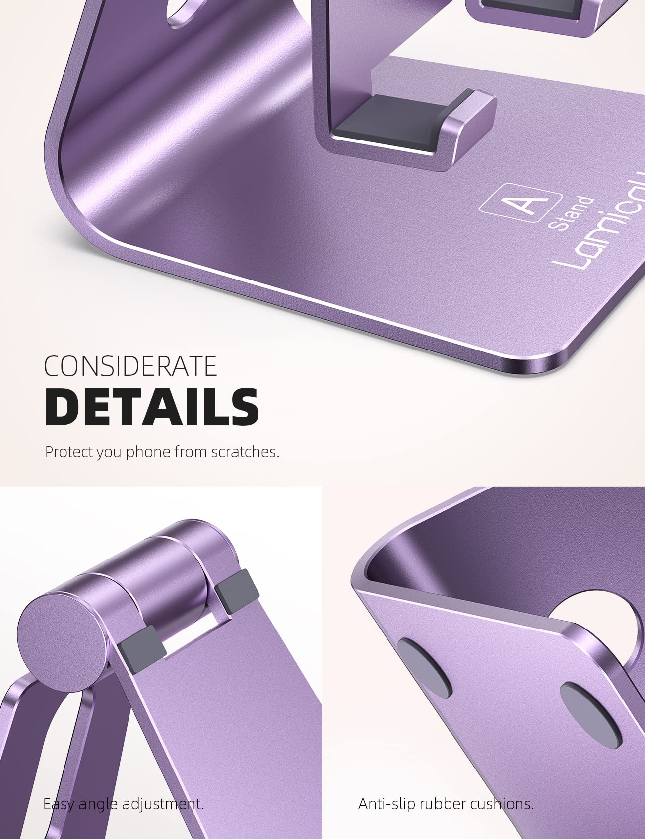 Foto 6 | Soporte Para Teléfono Lamicall, Soporte De Escritorio Ajustable, Color Morado - Venta Internacional.