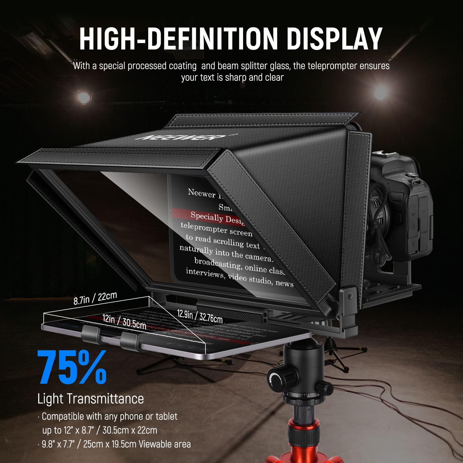 Foto 3 | Teleprompter Neewer X12 De Aleación De Aluminio De 14 Pulgadas Para Ipad - Venta Internacional.