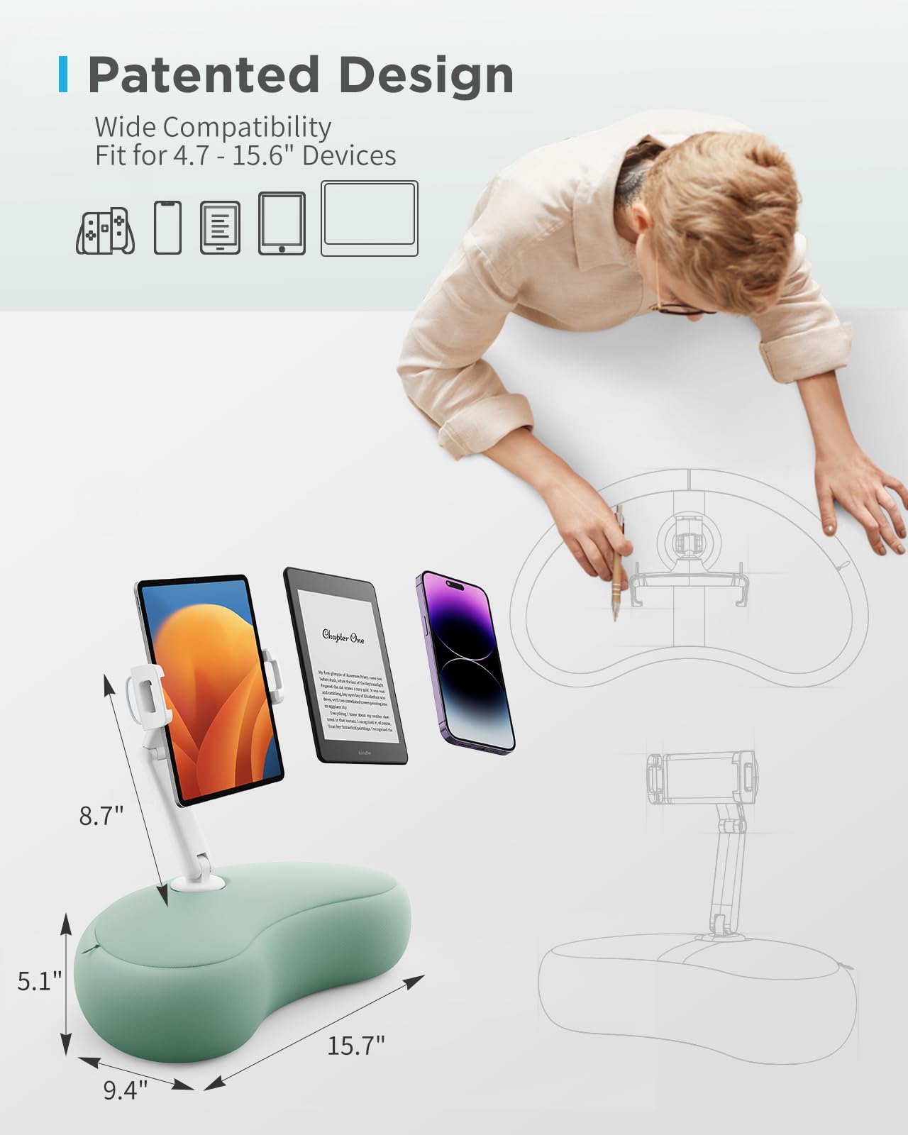Foto 5 pulgar | Soporte Para Tableta Saiji Con Soporte Ajustable 360° Para Cama, Color Cian - Venta Internacional.