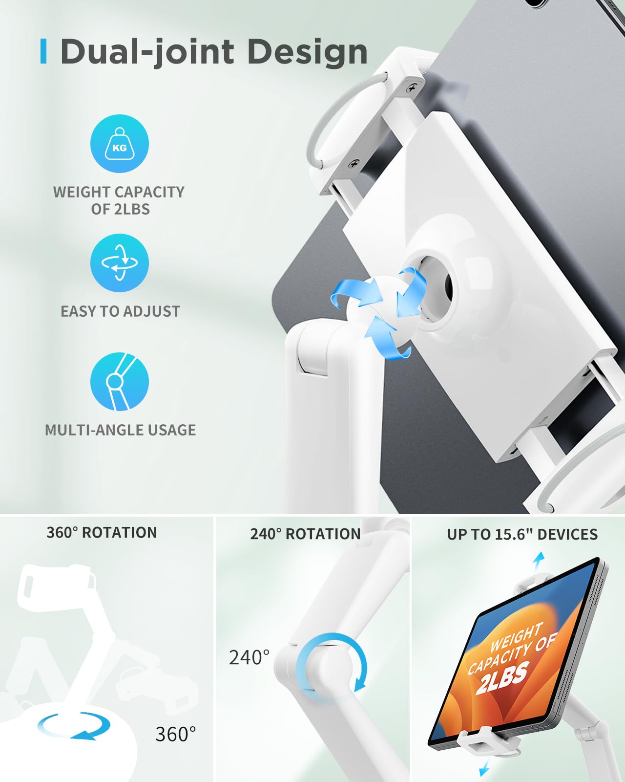 Foto 5 | Soporte Para Tableta Saiji Con Soporte Ajustable 360° Para Cama, Color Cian - Venta Internacional.