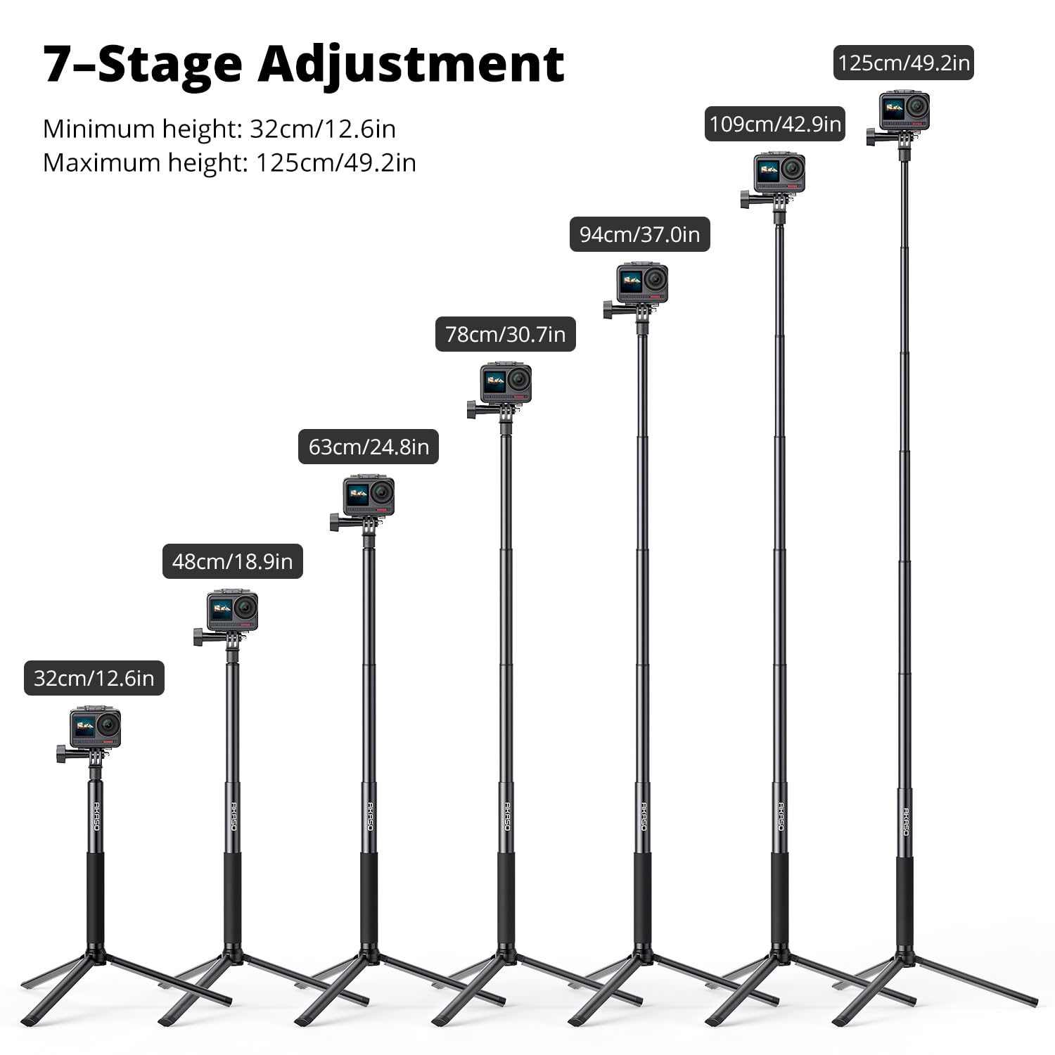 Foto 3 pulgar | Accesorios Para Cámaras De Acción Akaso Selfie Stick Con Trípode - Venta Internacional.
