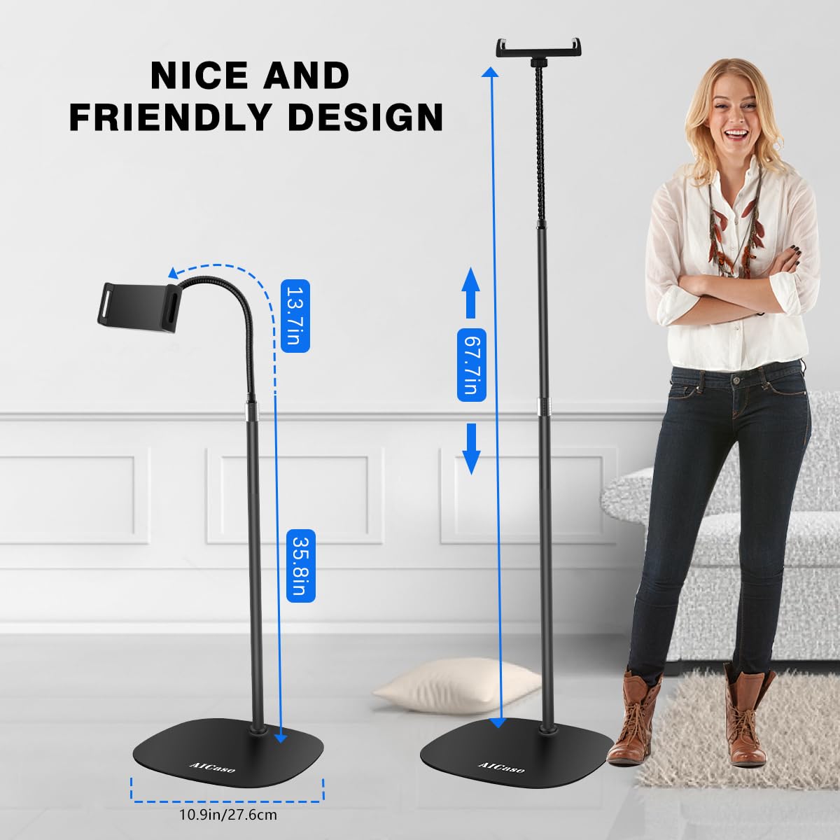 Foto 4 pulgar | Soporte De Suelo Aicase De Aluminio Con Altura Ajustable Para Ipad - Venta Internacional.