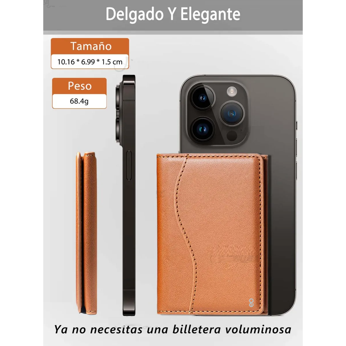 Foto 5 pulgar | Tarjetero Cartera Magnética Plegable Con 6 Ranuras Para Tarjetas Eo Safe Imports Esi-19906 Marron