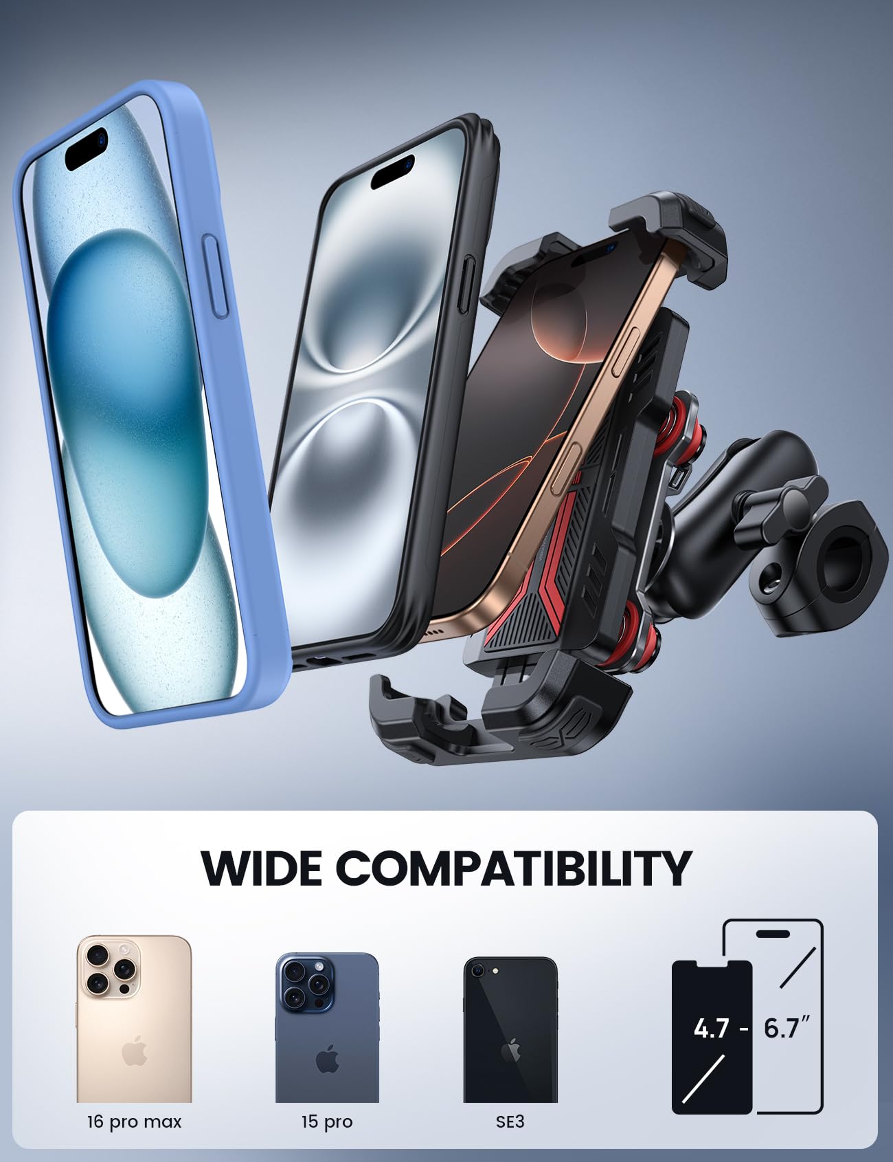 Foto 5 | Soporte De Teléfono Para Motocicleta Lamicall Para Iphone Y Android - Venta Internacional.