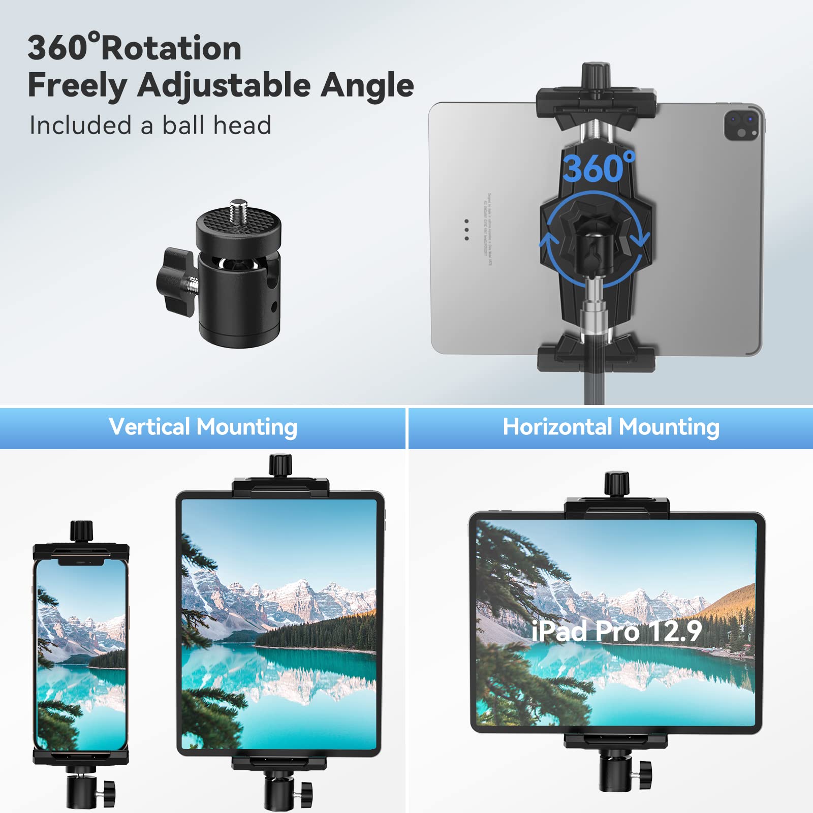 Foto 4 pulgar | Adaptador De Montaje En Trípode Con Cabezal Esférico Para Ipad Y Teléfono - Venta Internacional.