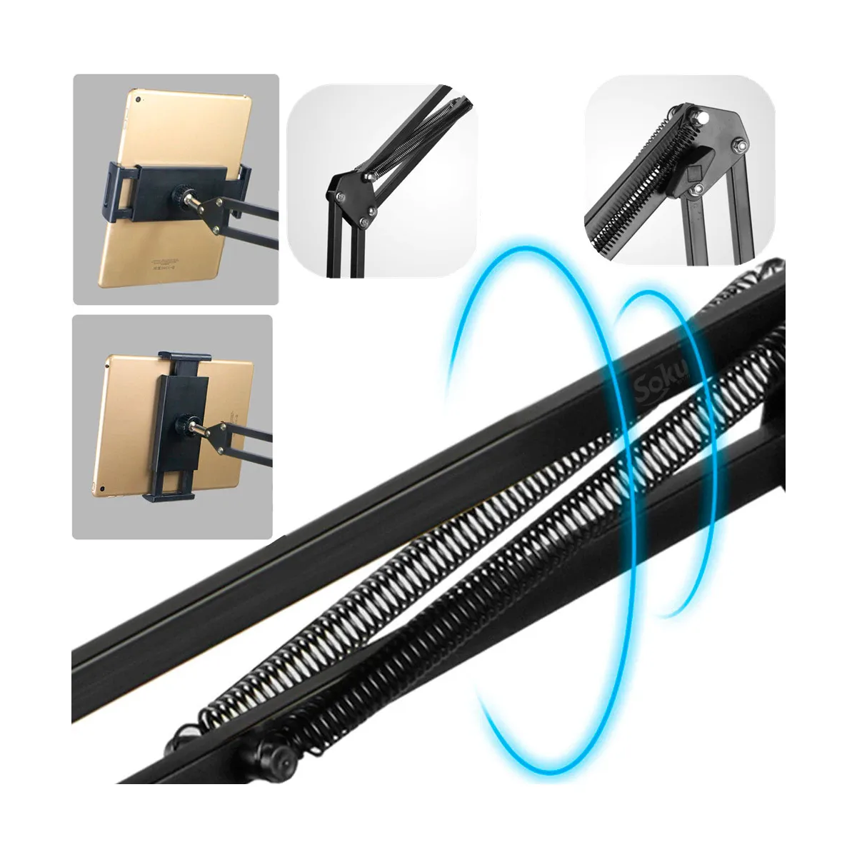 Foto 5 pulgar | Soporte Brazo Metal Giro Base Tableta Lab.g Negro