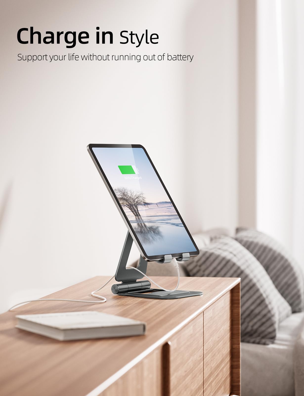 Foto 3 pulgar | Soporte Para Tableta Nulaxy  Doble Plegable  De Aluminio  Para Ipad  Gris - Venta Internacional.