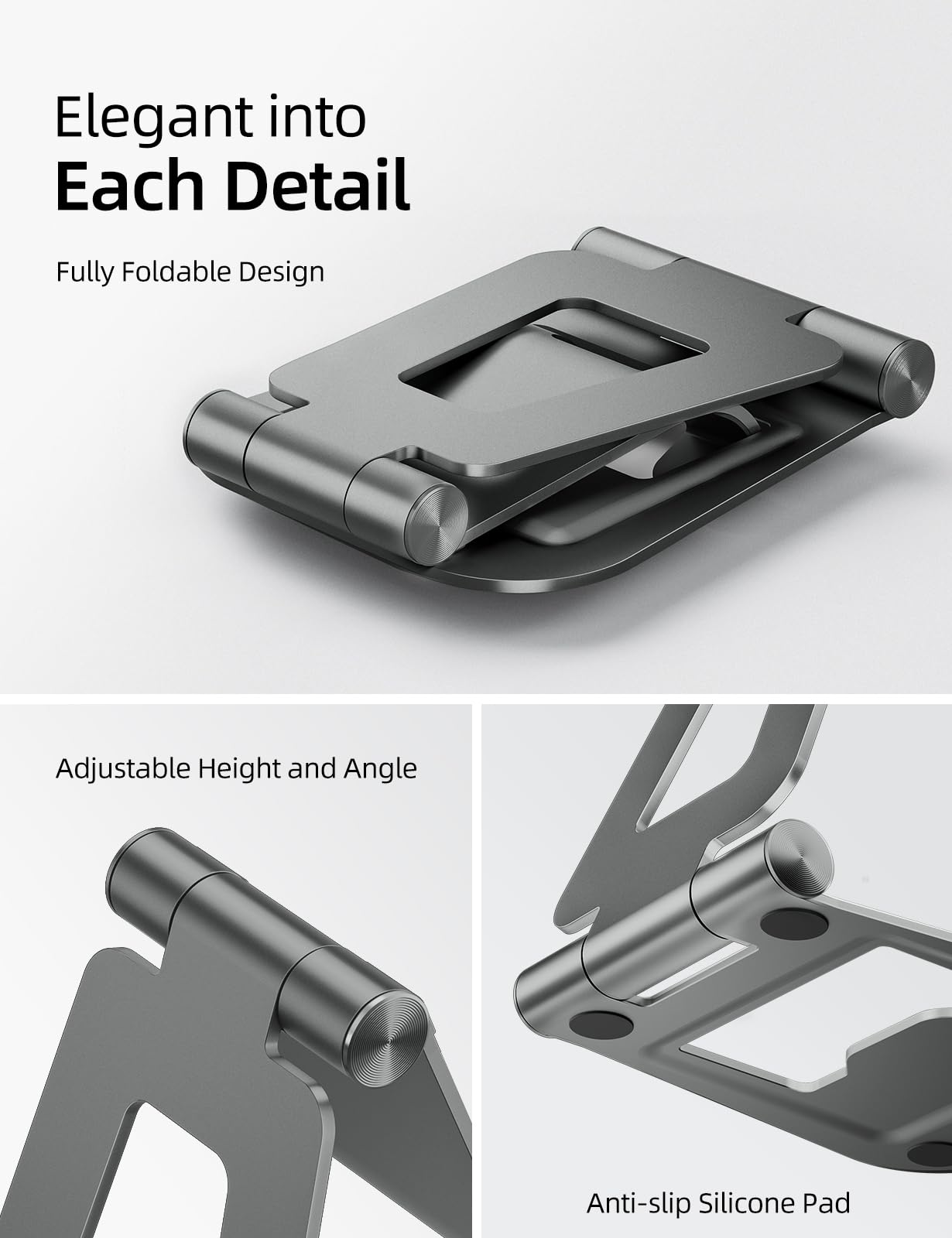 Foto 5 pulgar | Soporte Para Tableta Nulaxy  Doble Plegable  De Aluminio  Para Ipad  Gris - Venta Internacional.