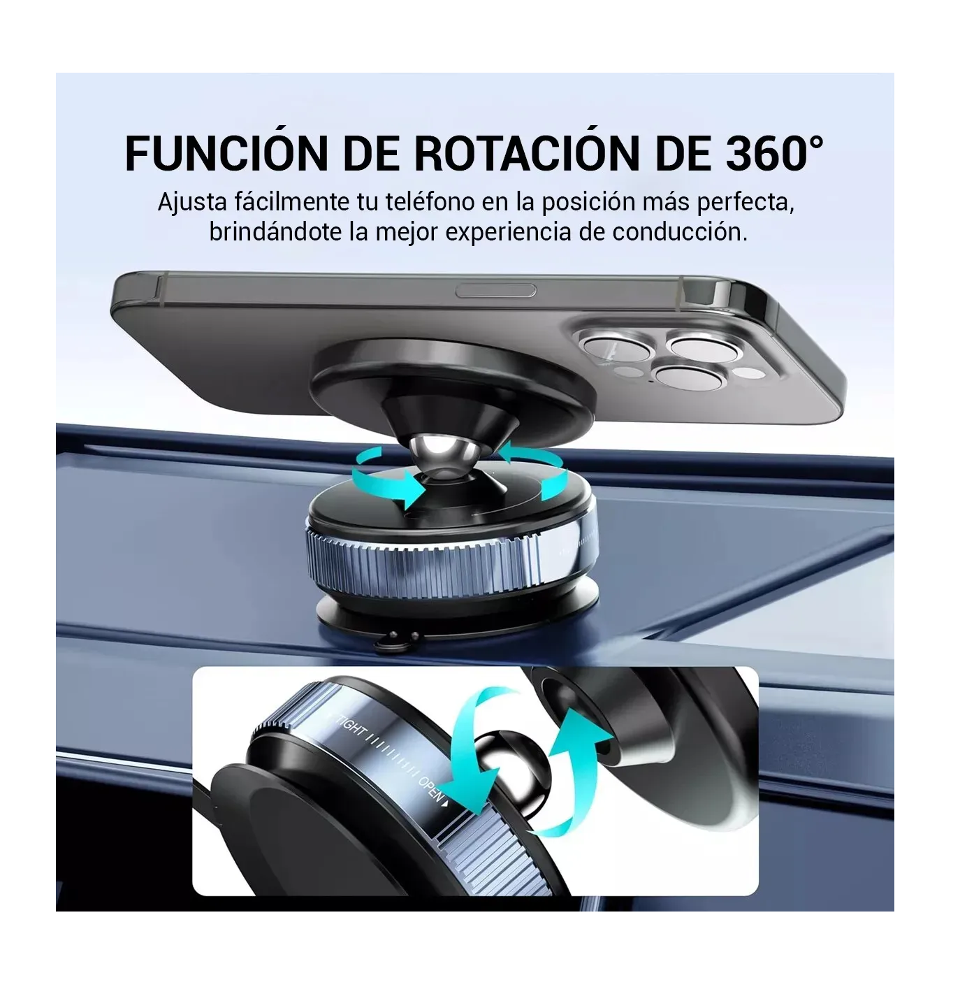 Foto 3 pulgar | Soporte Para Celular Automóvil Succión Magnétic Negro