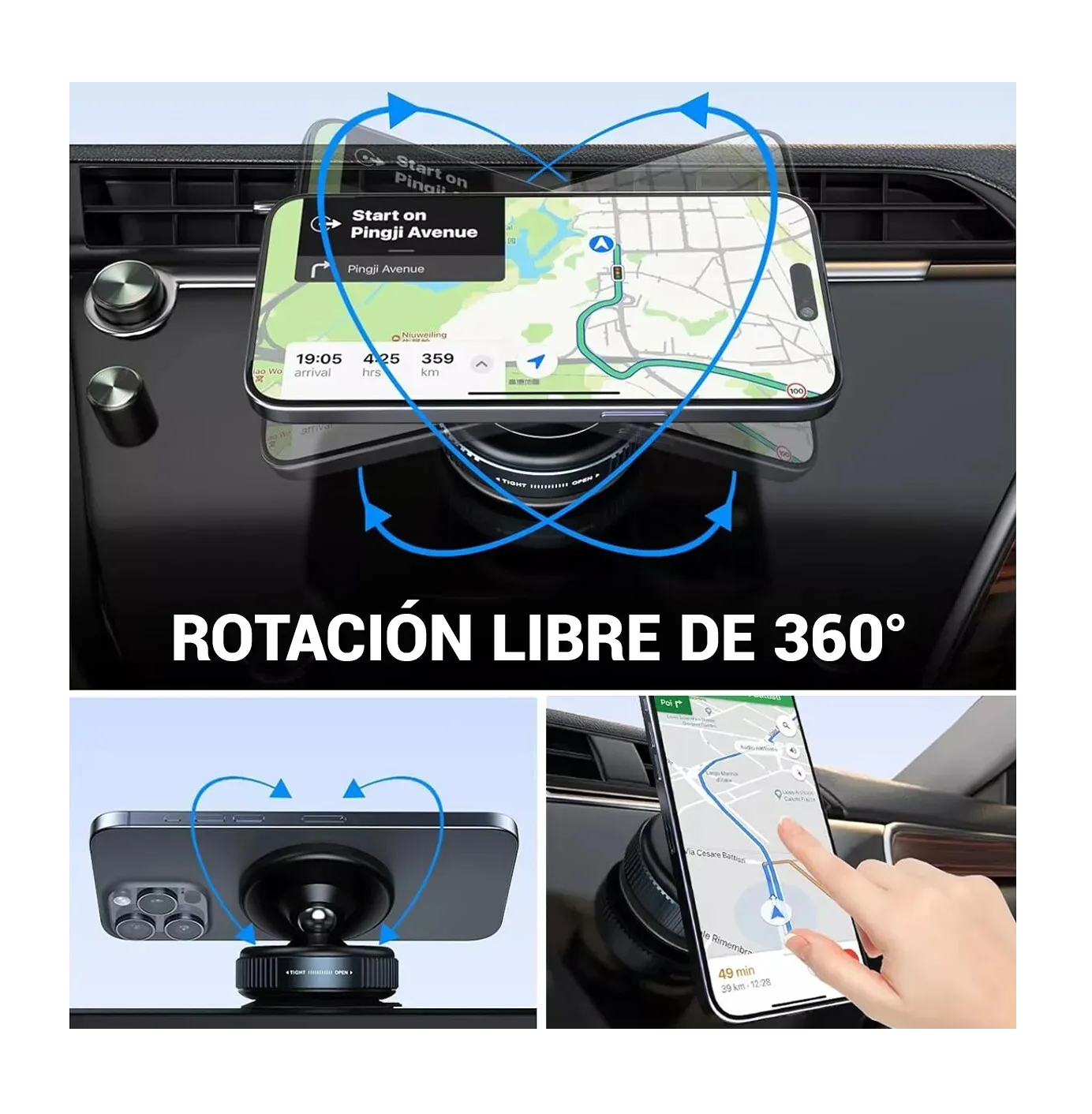 Foto 4 pulgar | Soporte Para Celular Automóvil Succión Magnétic Negro
