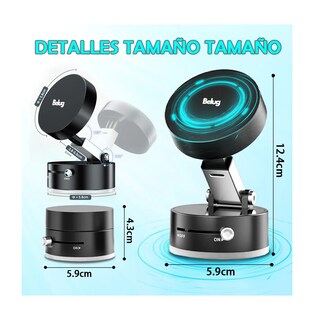 Foto 4 | Soporte Magnético Para Teléfono Móvil Automóvil 360 Grados Negro