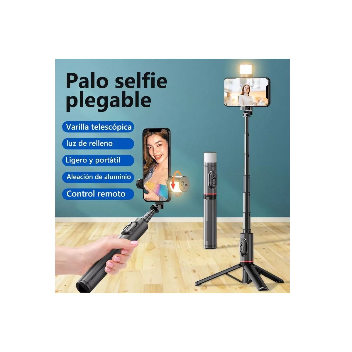 Foto 2 | Trípode Bluetooth Control Remoto Led Selfies Eo Safe Imports Esi-8905 Negro