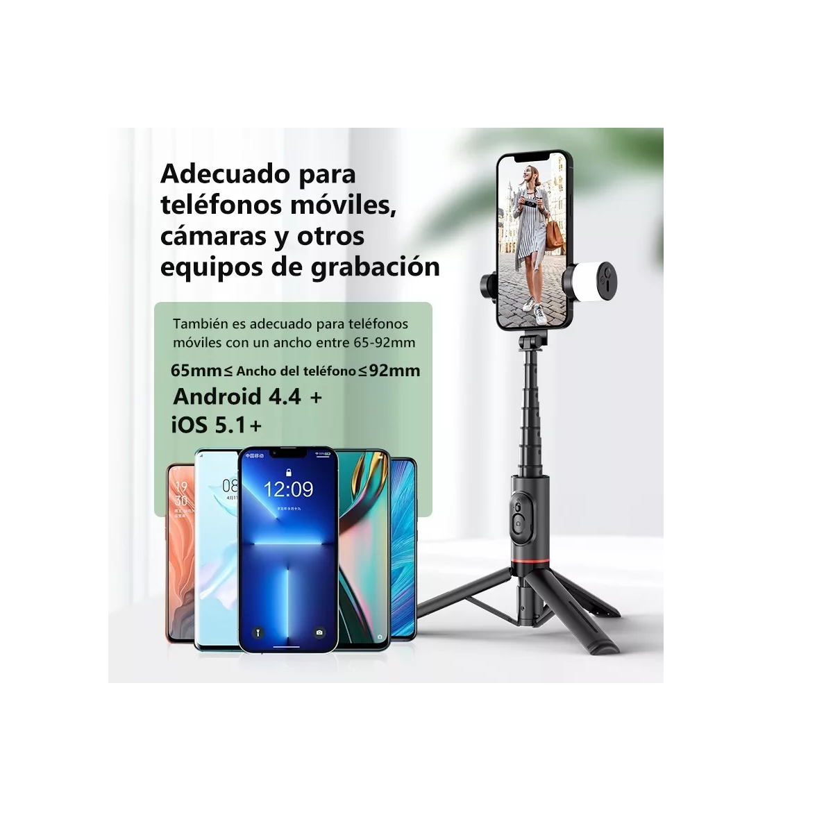 Foto 4 pulgar | Trípode Bluetooth Control Remoto Led Selfies Eo Safe Imports Esi-8905 Negro