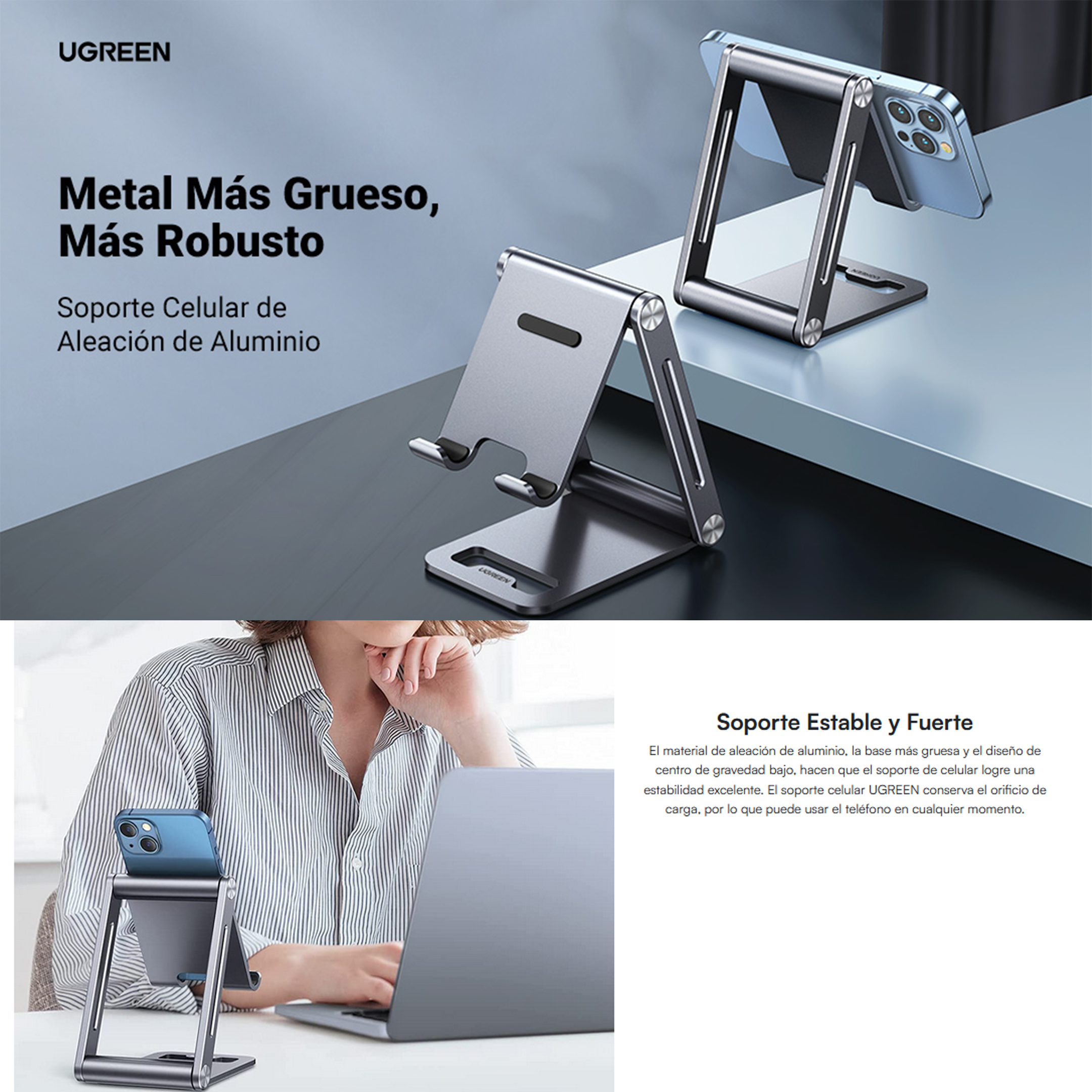 Foto 4 pulgar | Soporte para Teléfono Celular de Aluminio Ugreen Ángulo Ajustable