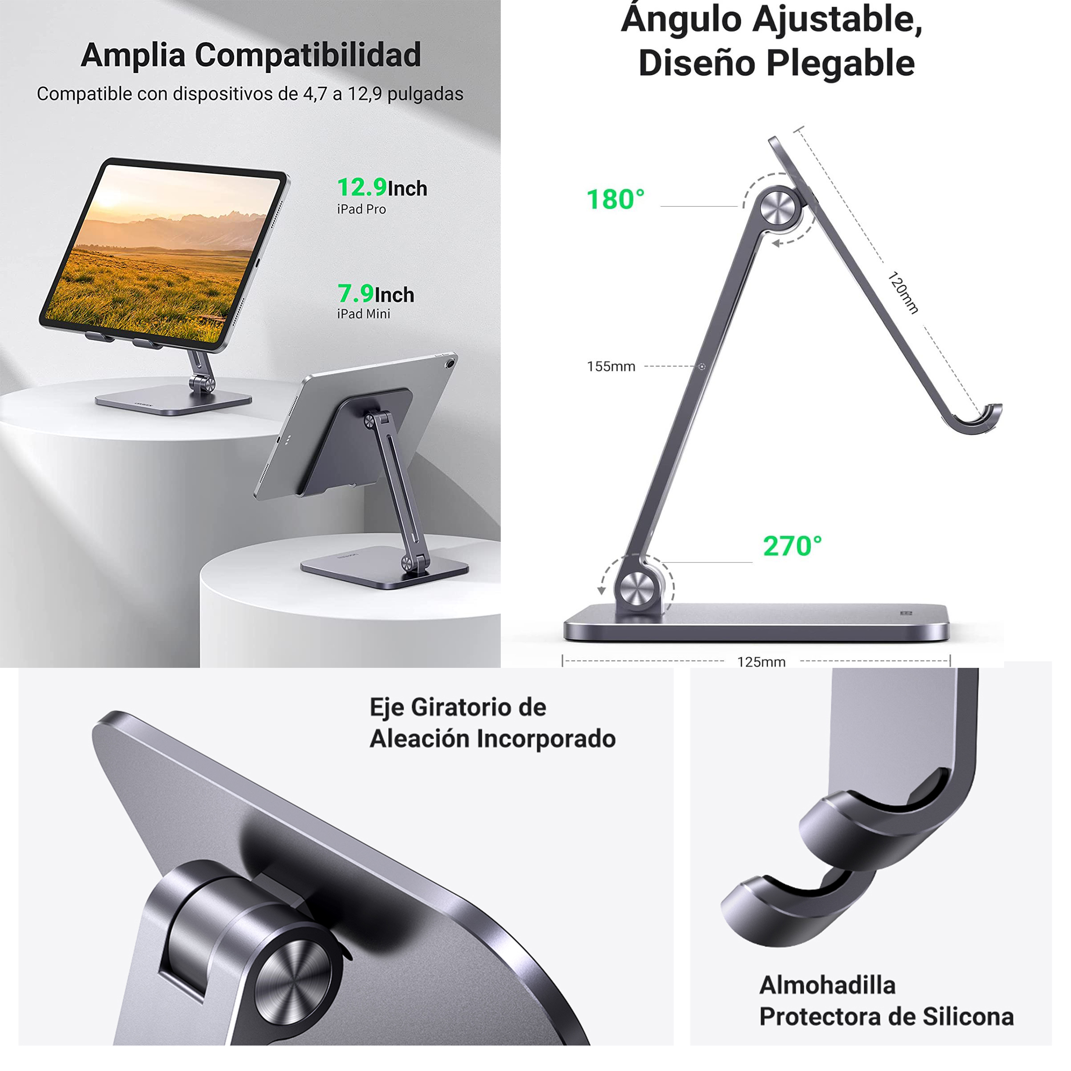 Foto 2 | Soporte de Teléfono Celular y Tablet Ugreen Base Antideslizante