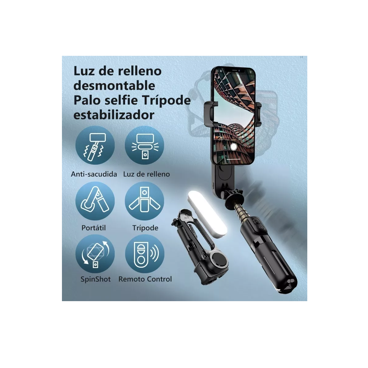 Foto 2 | Tripie Estabilizador para Celular Selfie Stick Eo Safe Imports Esi-9665 Negro