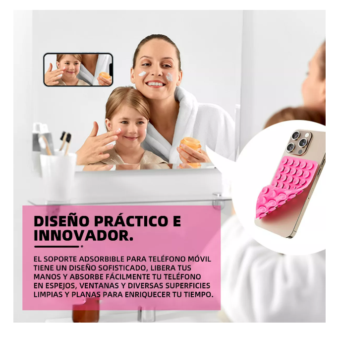 Foto 5 pulgar | Funda Ventosa De Silicona Soporte Telefono Celular Adherible Color: Rosa Wünd