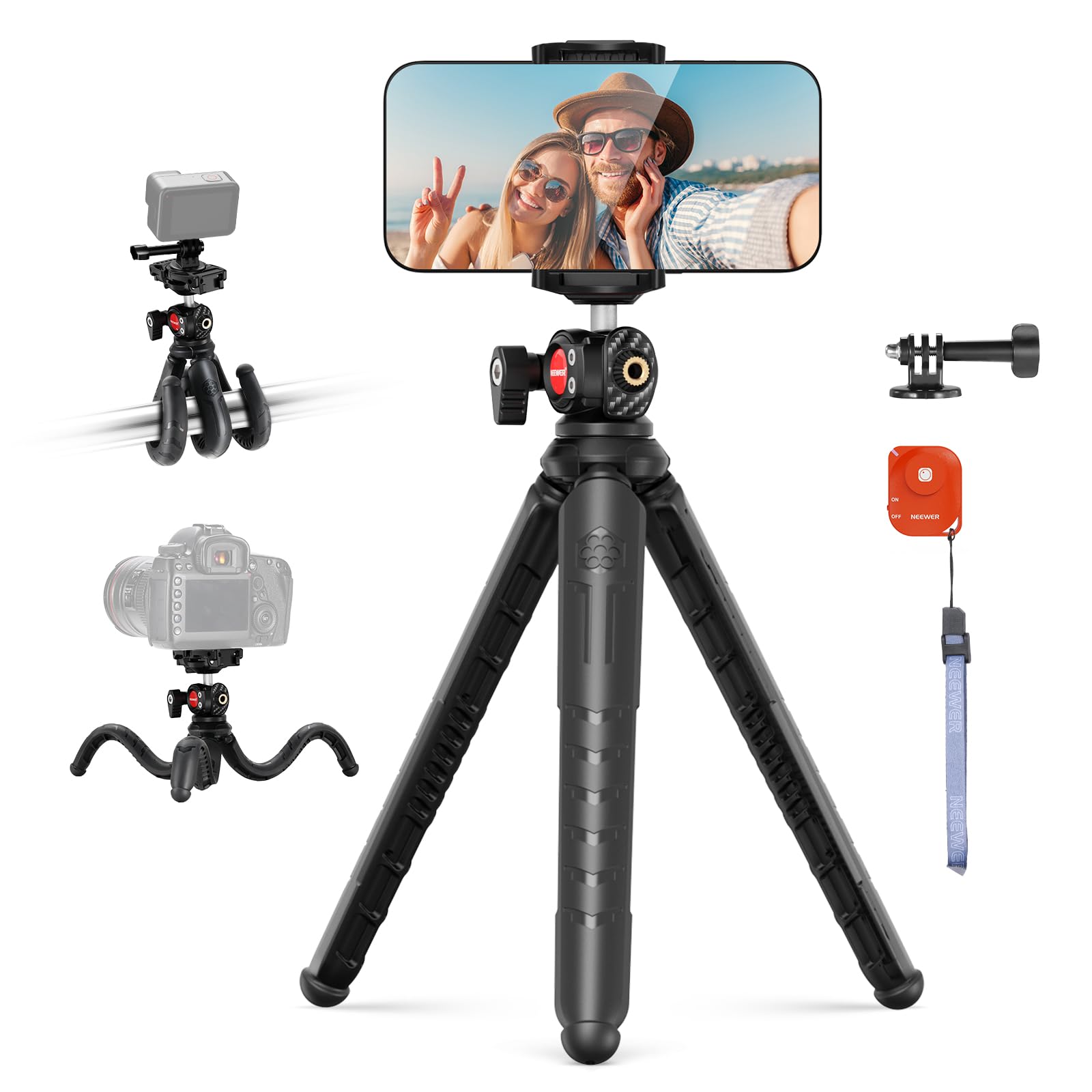 Trípode Neewer Tp35 Para Iphone Con Mando A Distancia Y Adaptador De Cámara De Acción - Venta Internacional.